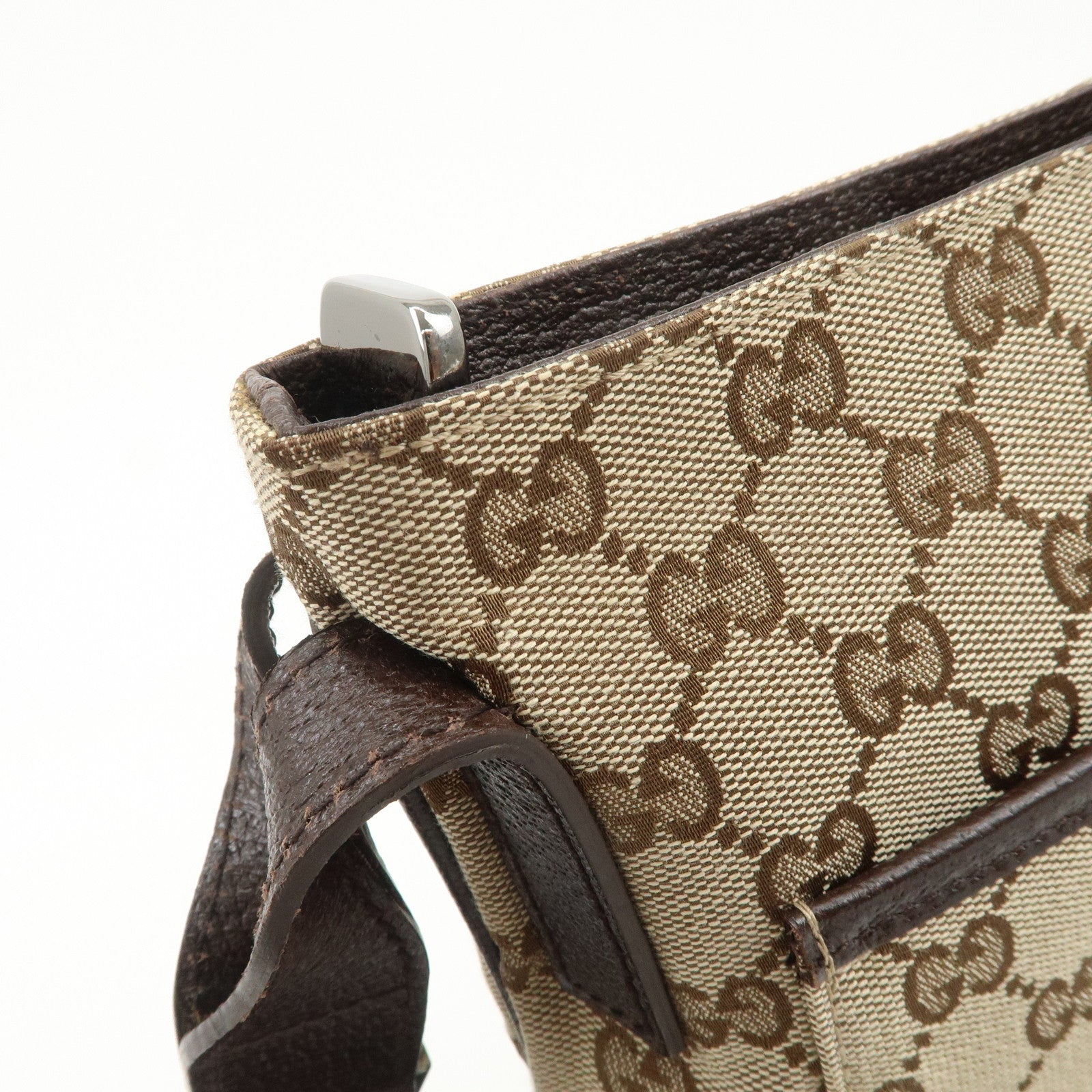 GUCCI GG Canvas Leather Shoulder Bag Crossbody Bag Beige 122793