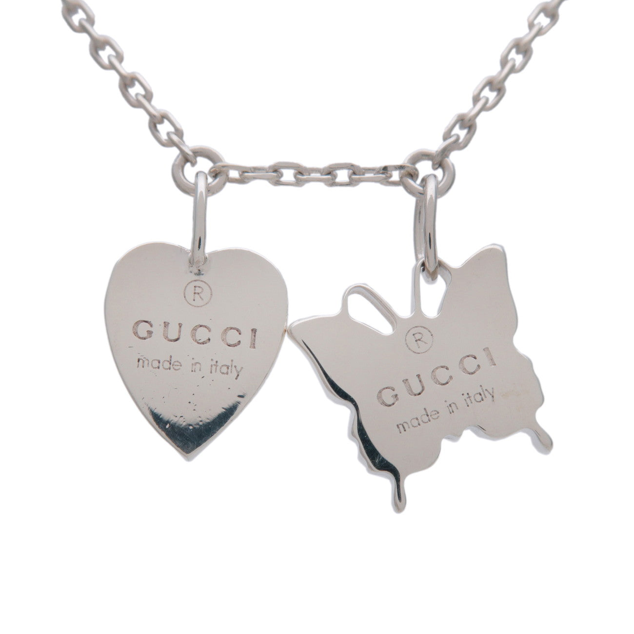 GUCCI Heart Butterfly Motif Necklace SV925 Silver