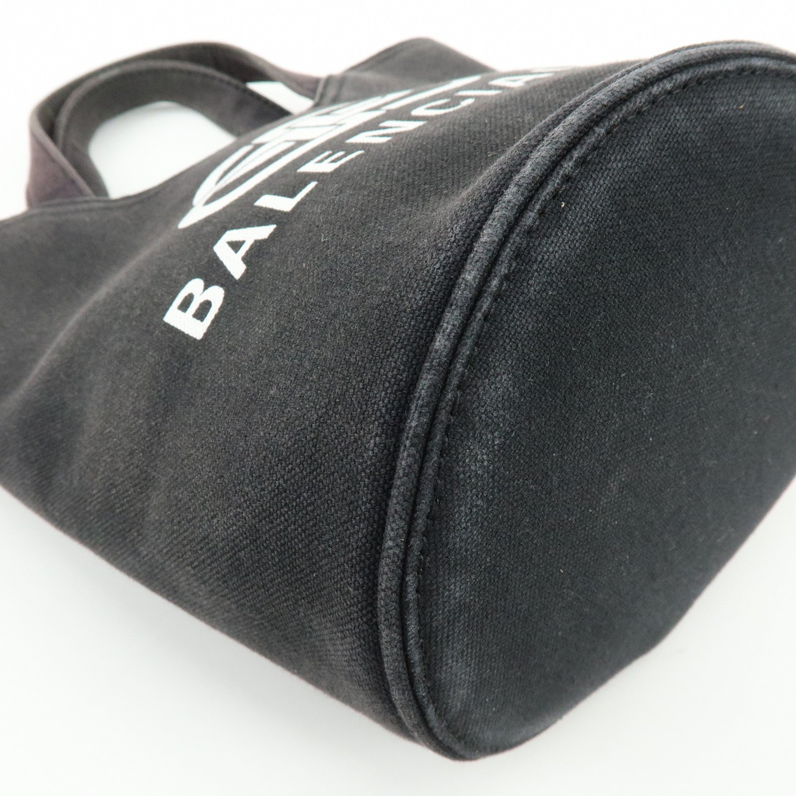 BALENCIAGA WAVE XS Canvas Hand Bag Mini Tote Bag Black 619979
