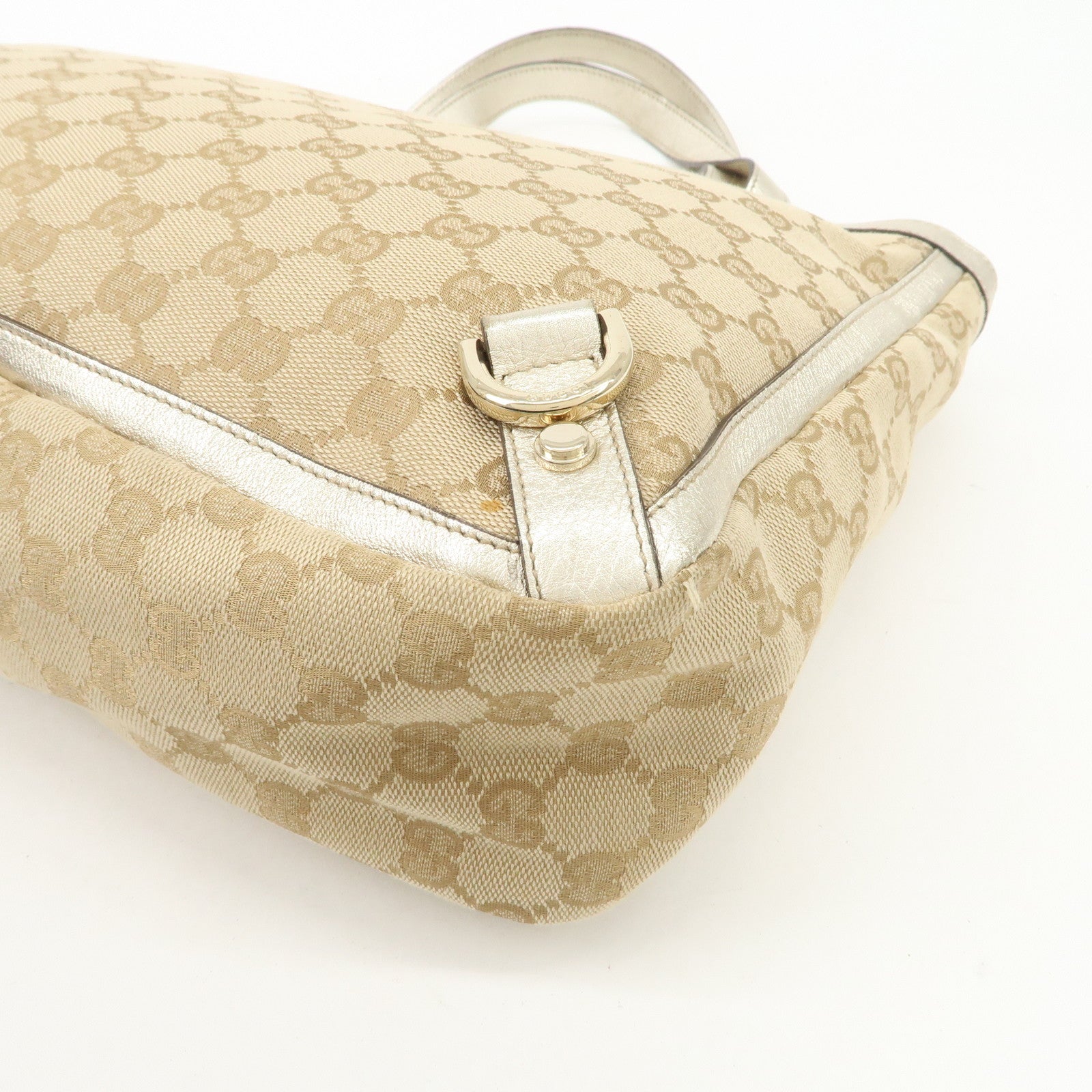 GUCCI Abbey GG Canvas Tote Bag Hand Bag Beige Gold 17004