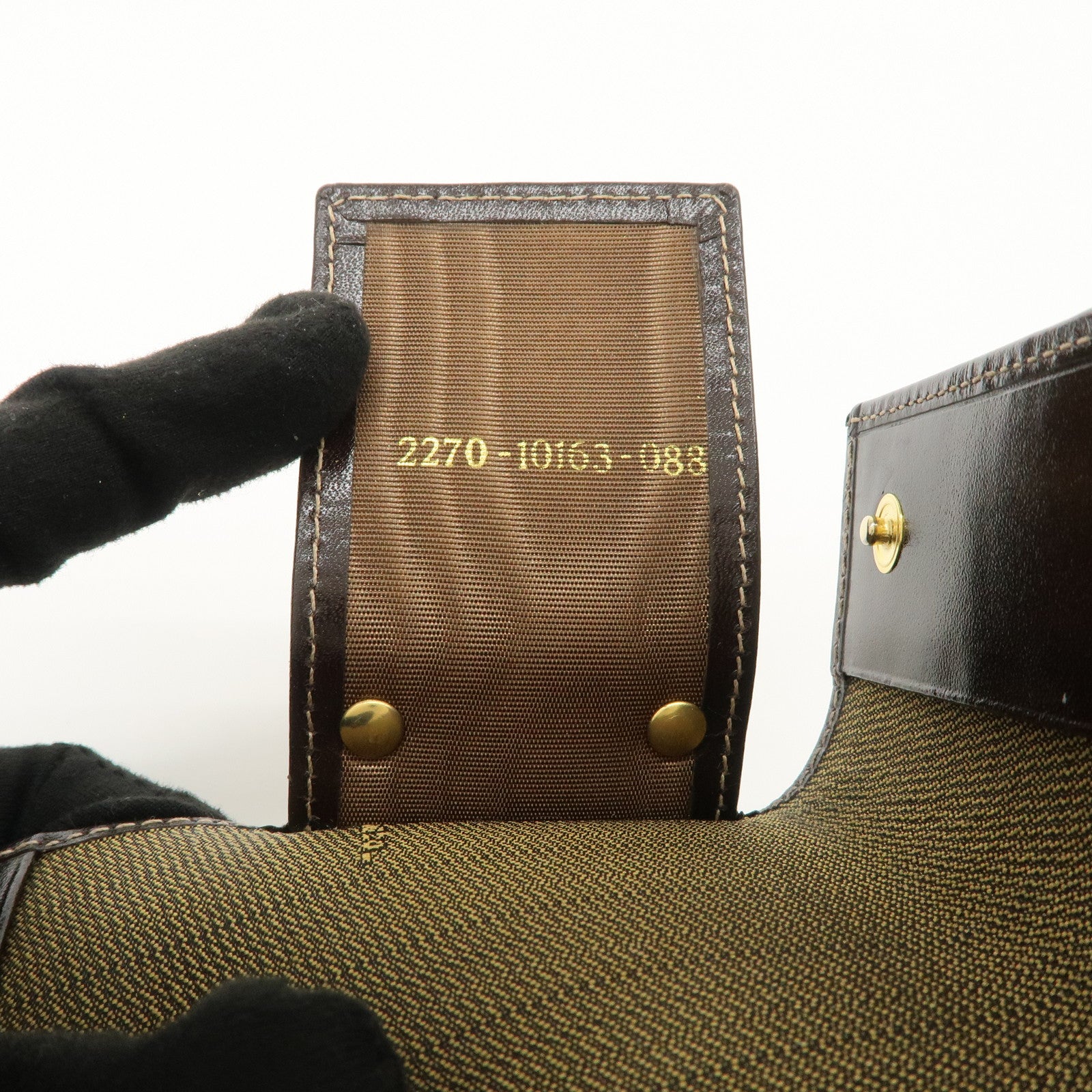 FENDI Zucca Canvas Leather 6 Ring Key Case Brown Black 10163