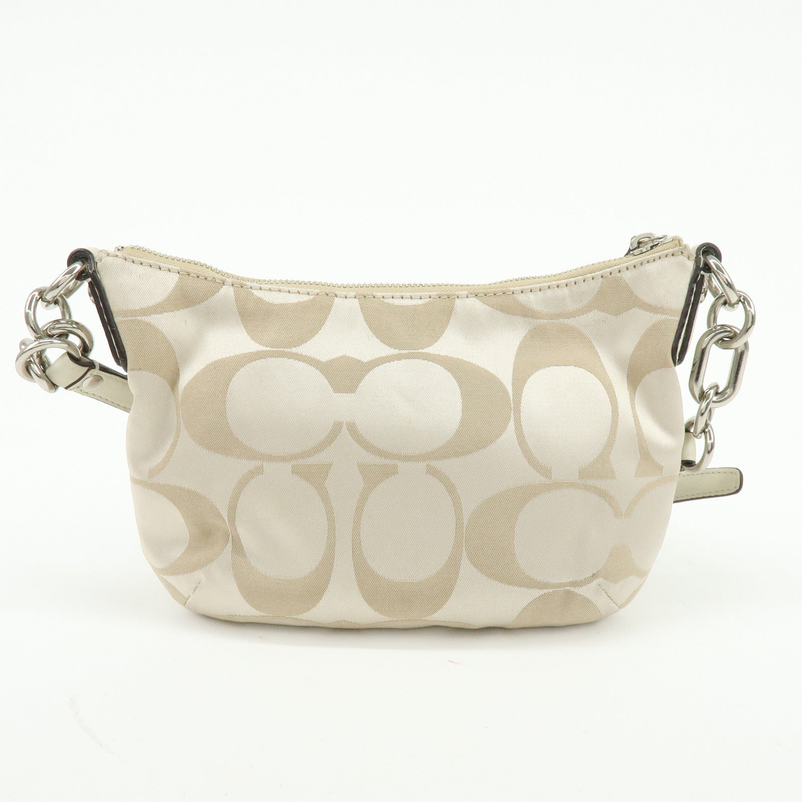 COACH Set of 2 Signature Satin Canvas Shoulder Bag Hand Bag Beige