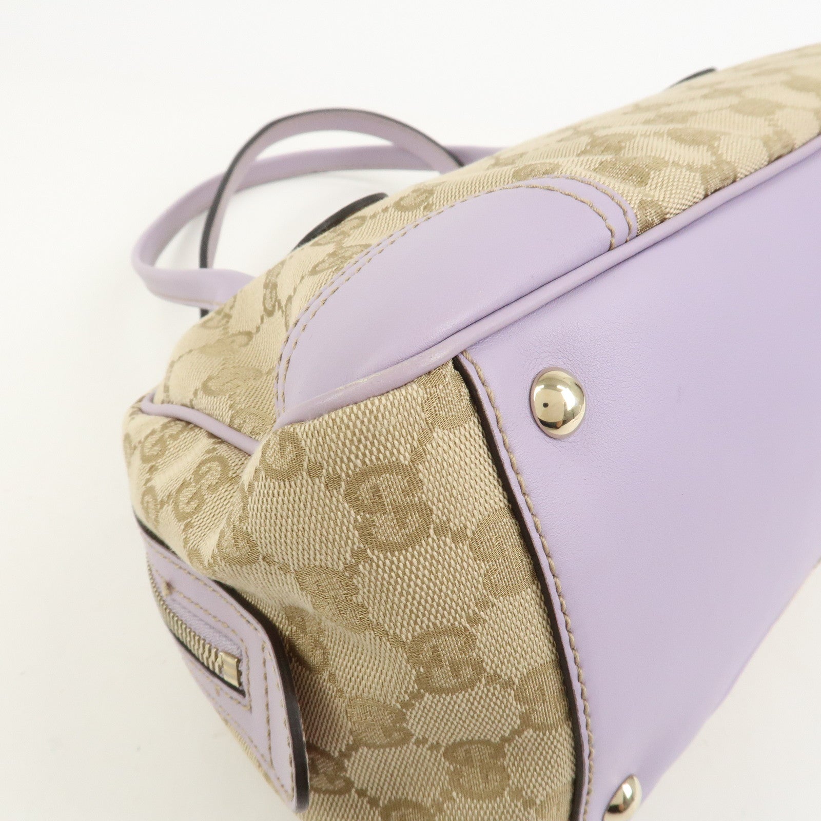 GUCCI Princy GG Canvas Leather Boston Bag Hand Bag Beige 161720