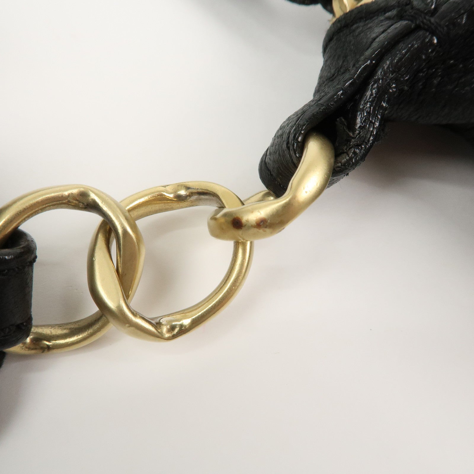 CHANEL Logo Leather Shoulder Bag Hand Bag Black