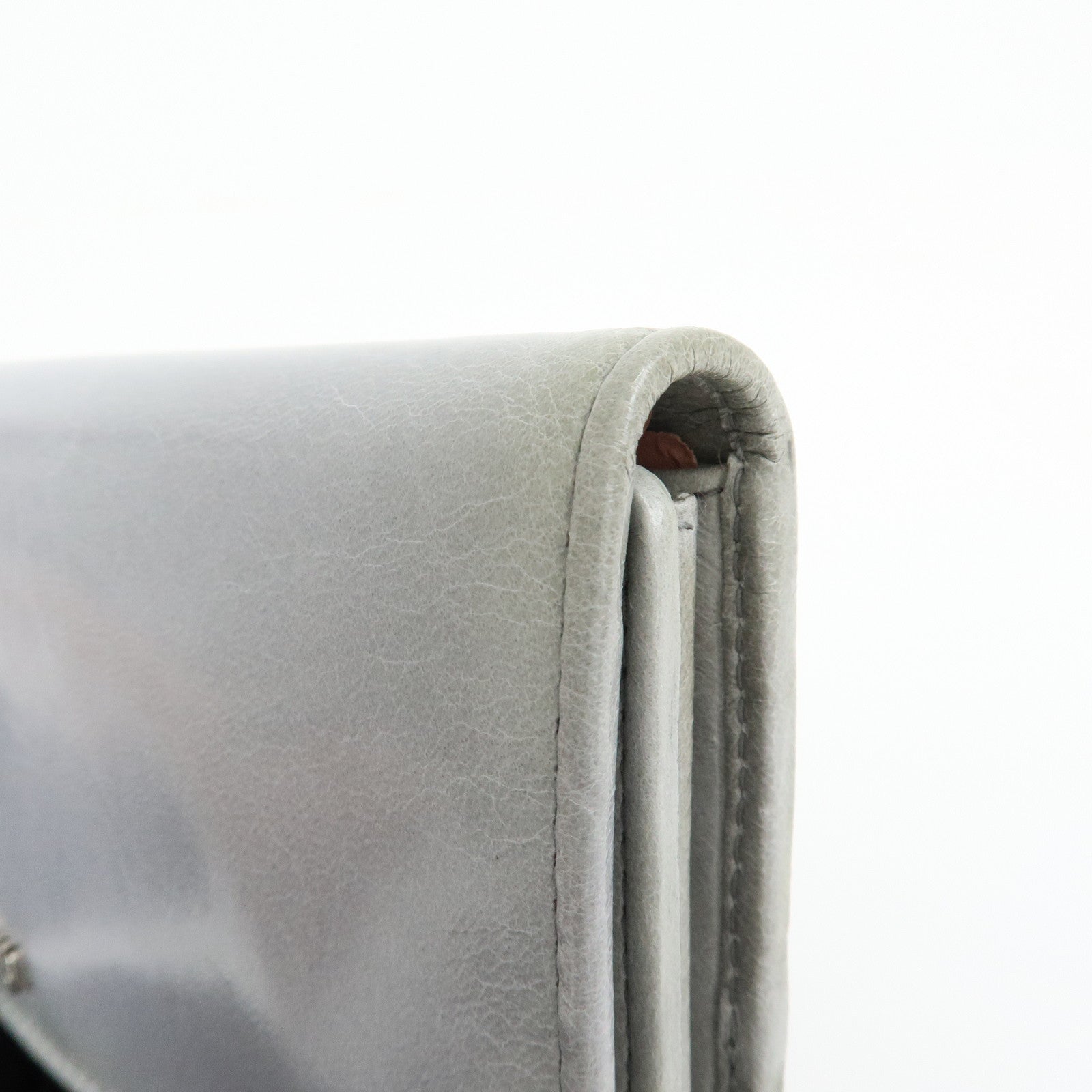MIU MIU Vitello Shine Fur Flap Long Wallet Gray 5MH109