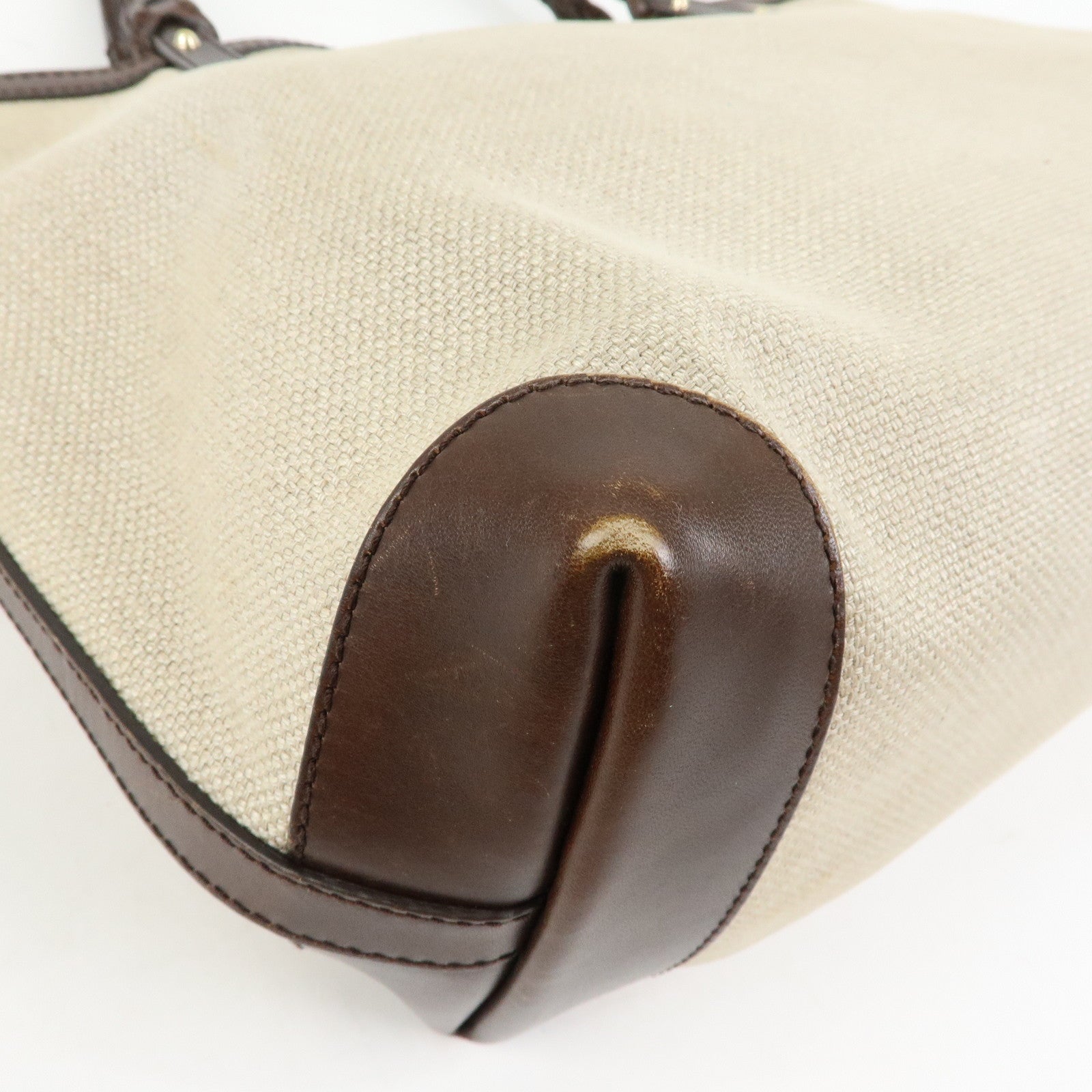 GUCCI Gucci Craft GG Canvas Leather Tote Bag Beige Brown 247209