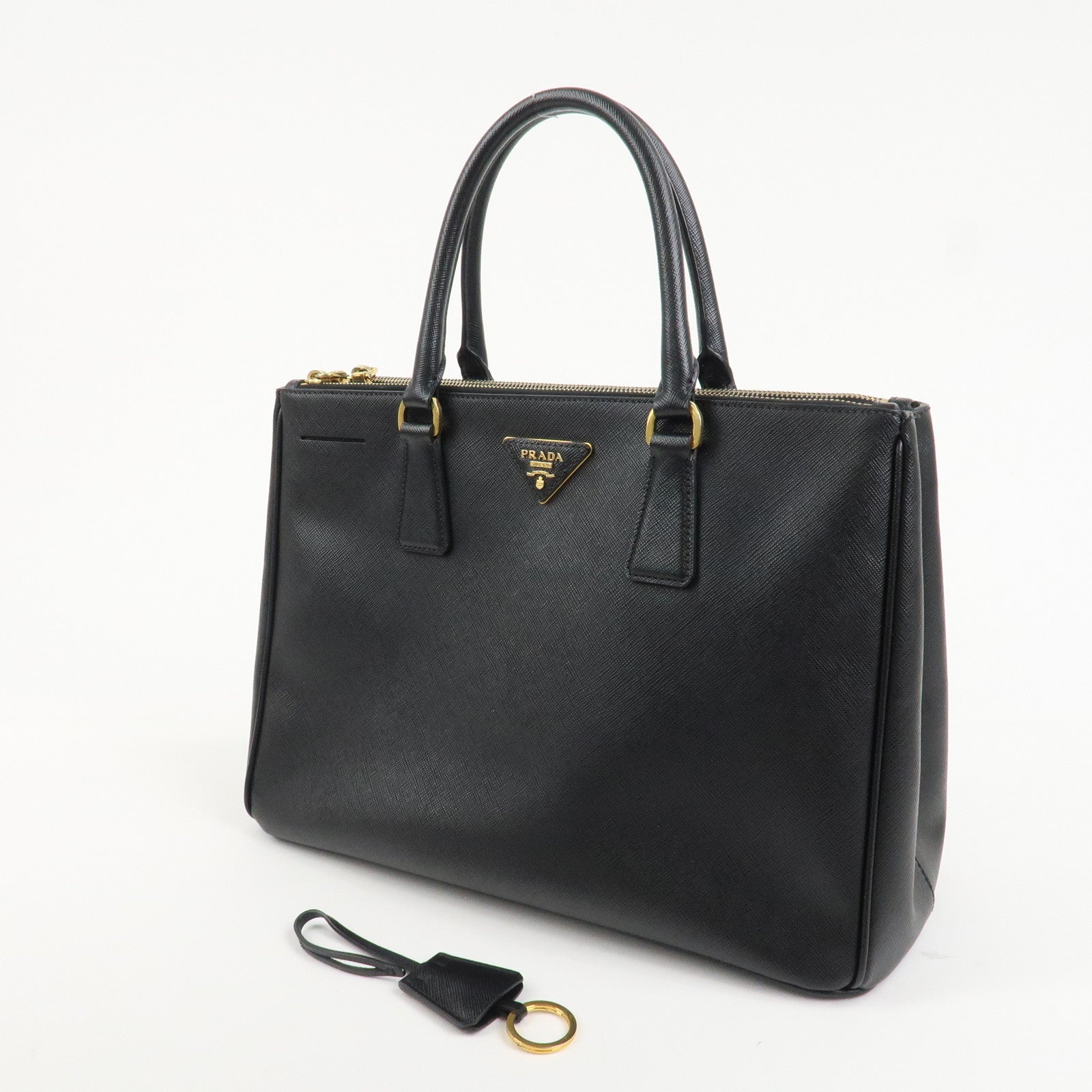 PRADA Triangle Logo Galleria Saffiano Leather 2Way Bag Black 1BA274