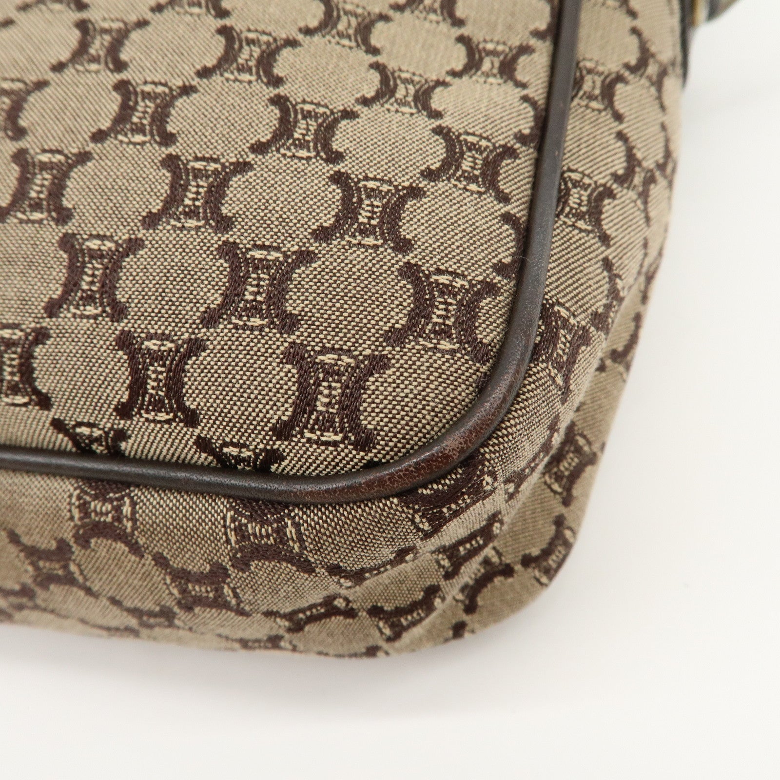 CELINE Macadam Canvas Leather Shoulder Bag Crossbody Bag Brown