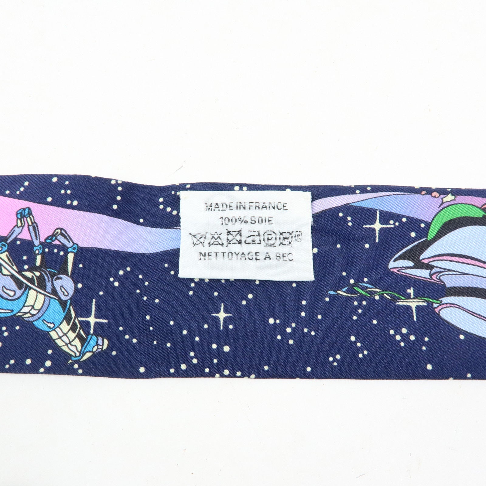 HERMES Silk 100% Twilly Scarf Space Derby Navy