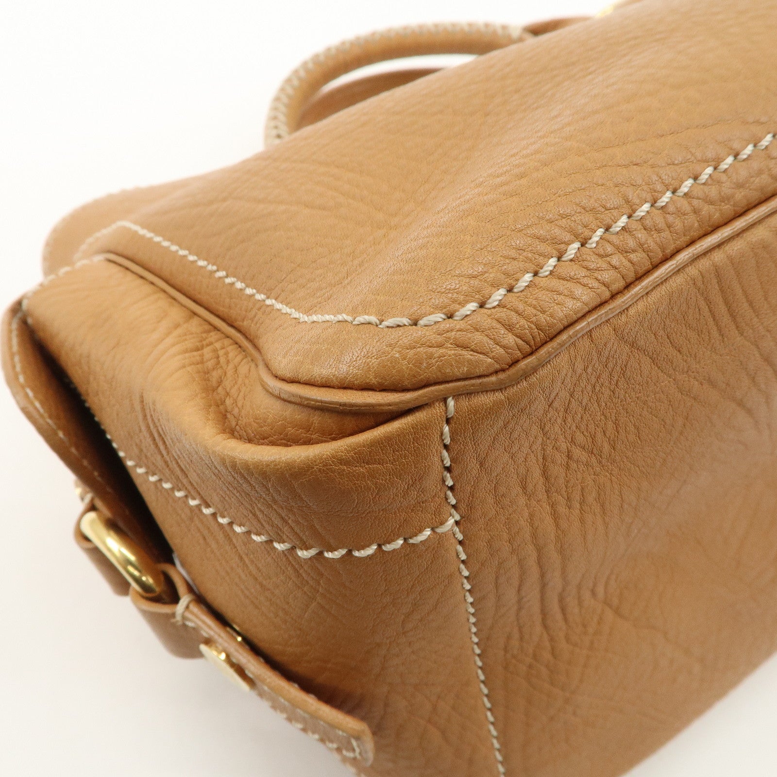 CELINE Leather Boogie Bag Hand Bag Tote Bag Camel