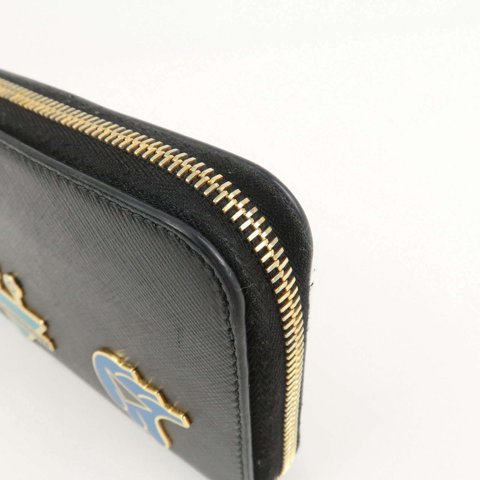 PRADA Logo Saffiano Leather Zippy Long Wallet Black 1ML506