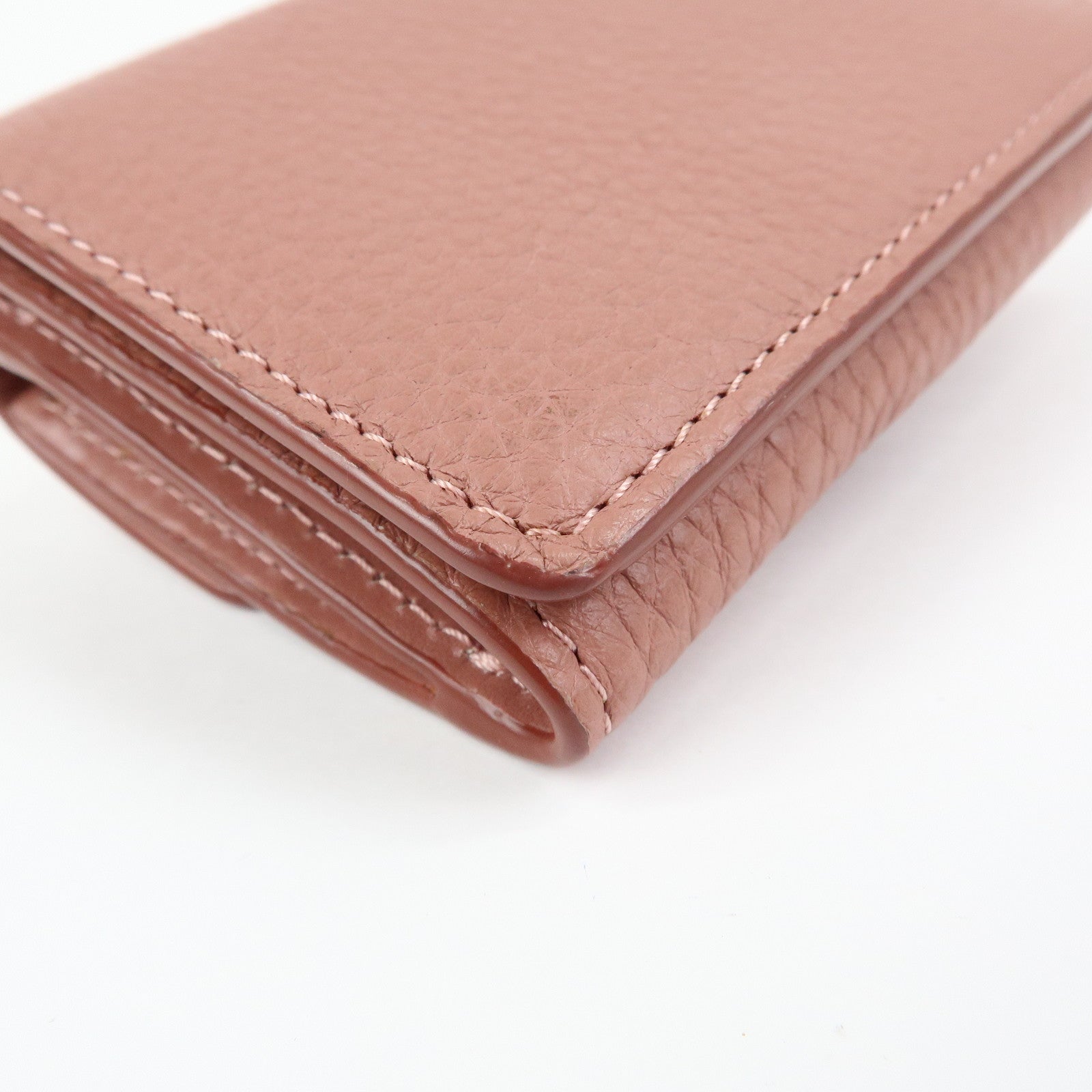 Chloe Aby Lock Leather Compact Trifold Wallet Pink