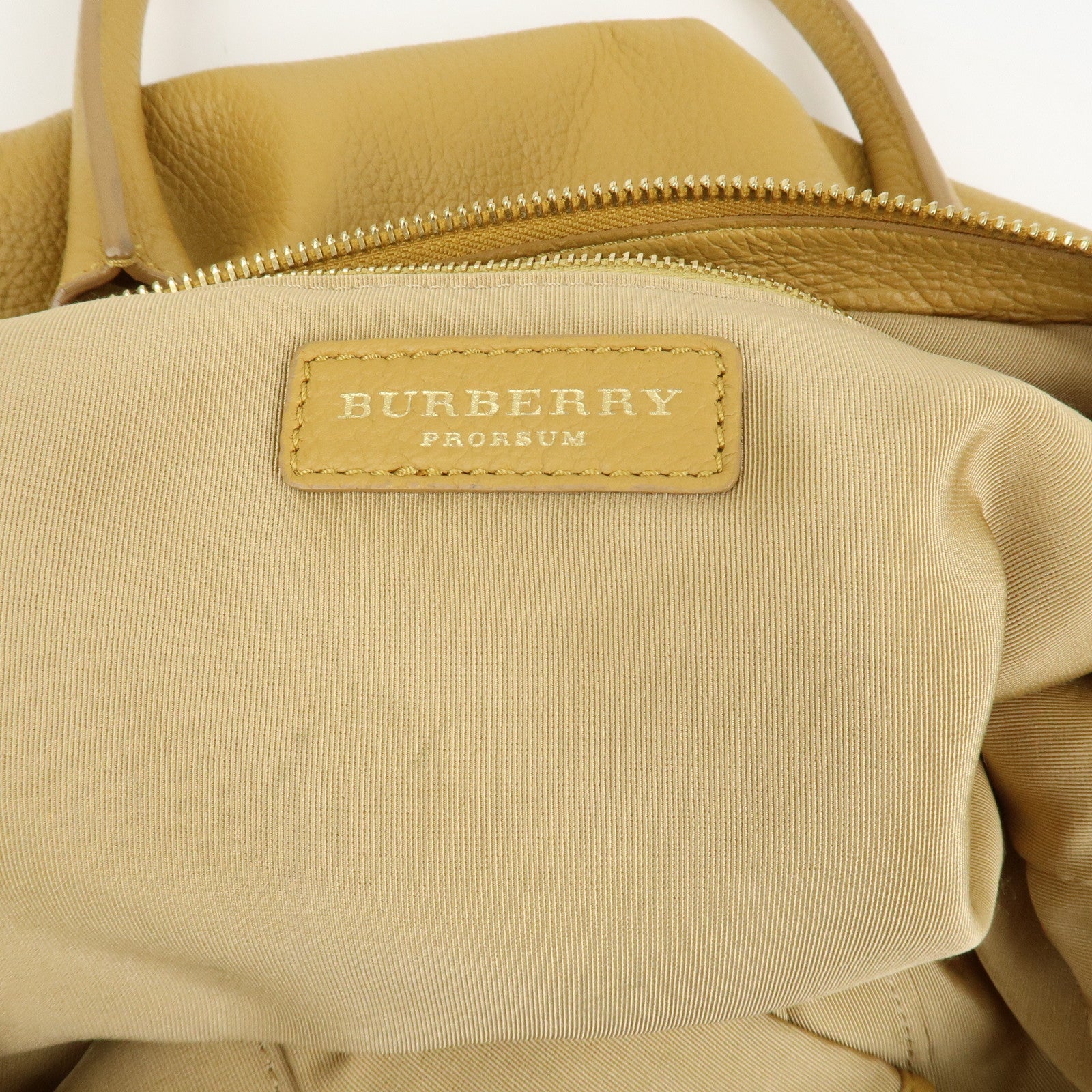 BURBERRY Logo Leather 2Way Bag Shoulder Hand Bag Mustard