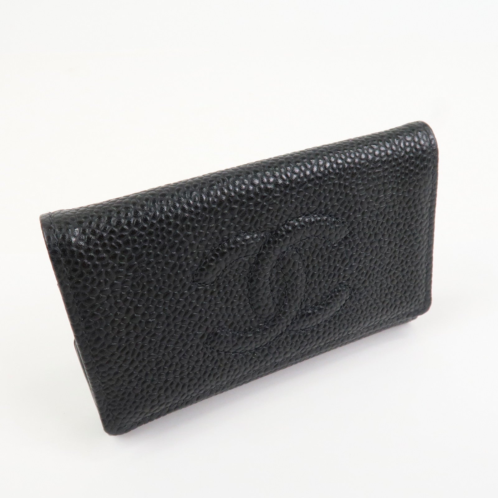 CHANEL COCO Mark Caviarskin 6 Rings Key Case Key Holder A01439