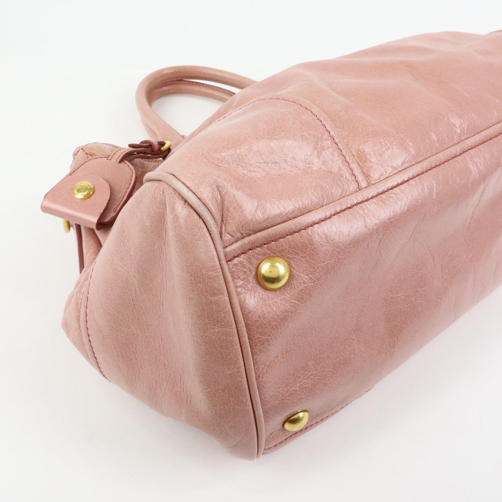 MIU MIU Vitello Shine Leather 2Way Bag Shoulder Bag Pink RN1091