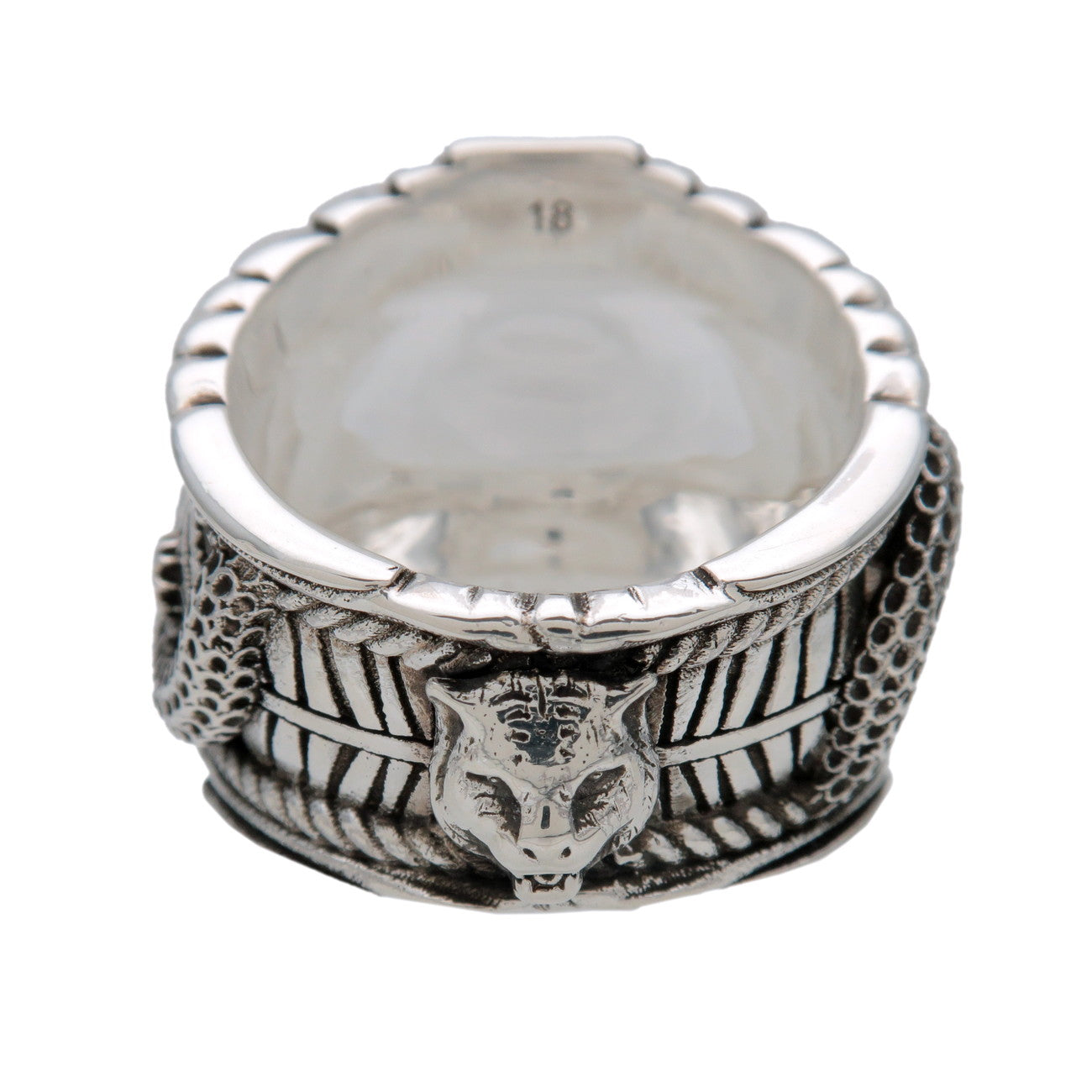 GUCCI Interlocking G Garden Snake Tiger Head Ring SV925 #18 499007