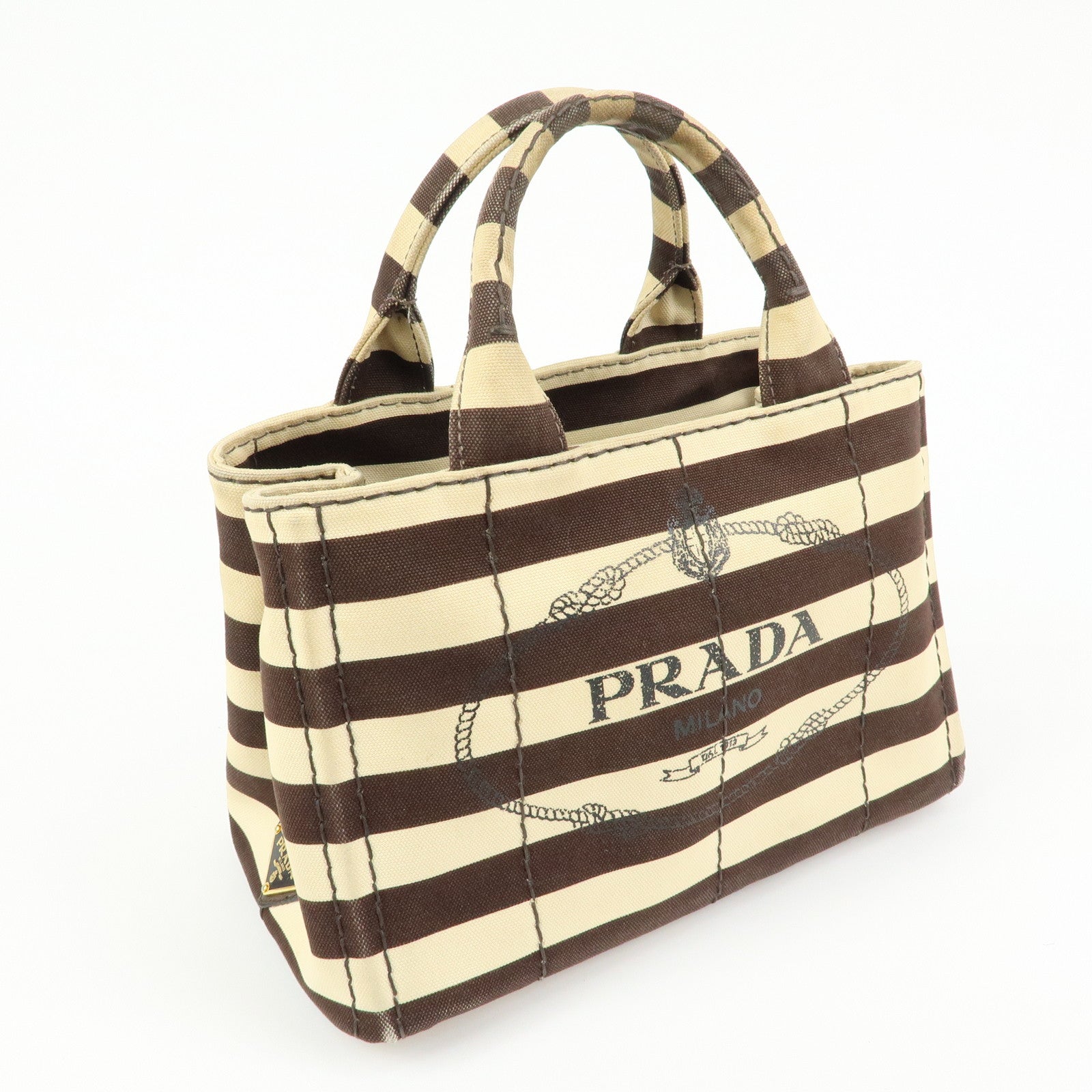 PRADA Triangle Logo Canapa Canvas 2Way Hand Bag Shoulder Bag B2642B