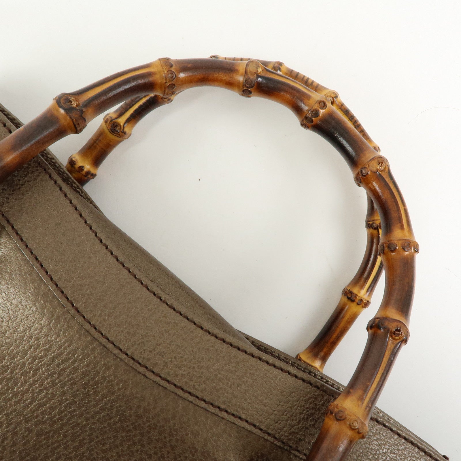 GUCCI Calf Leather Tote Bag Hand Bag Brown 002・1998・0260
