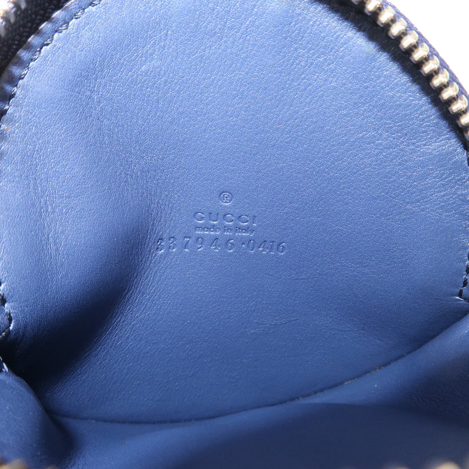 GUCCI Interlocking G Patent Leather Coin Case Navy  337946