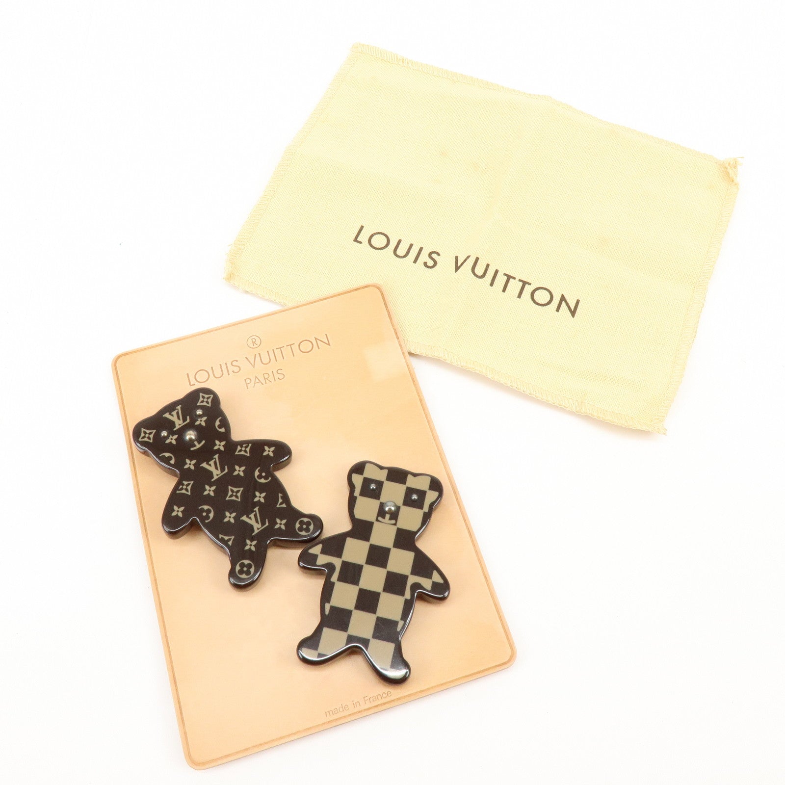 Louis Vuitton Monogram Damier Plastic Brooch Teddy Bear M64939