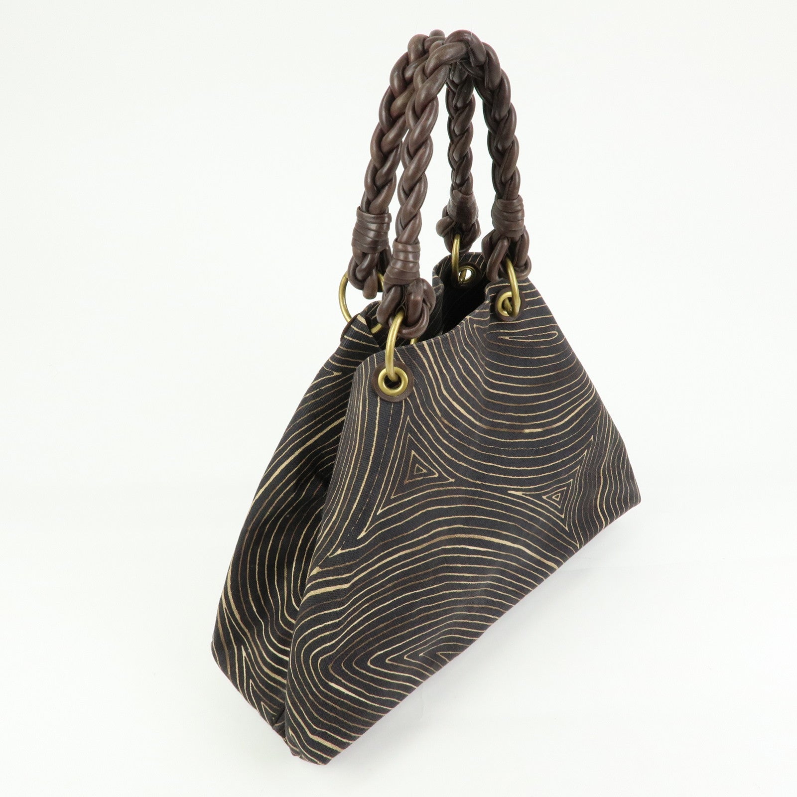 BOTTEGA VENETA Canvas Leather Tote Bag Hand Bag Brown