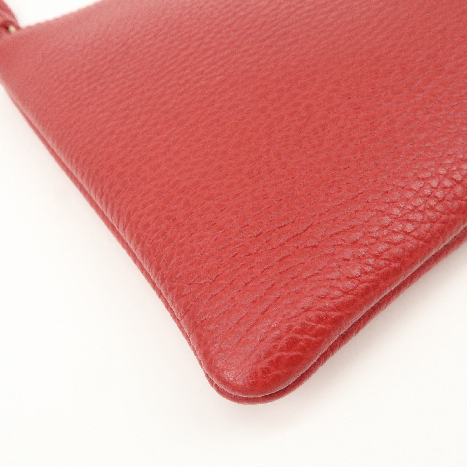 GUCCI Bamboo Leather Clutch Bag Pouch Red 449652