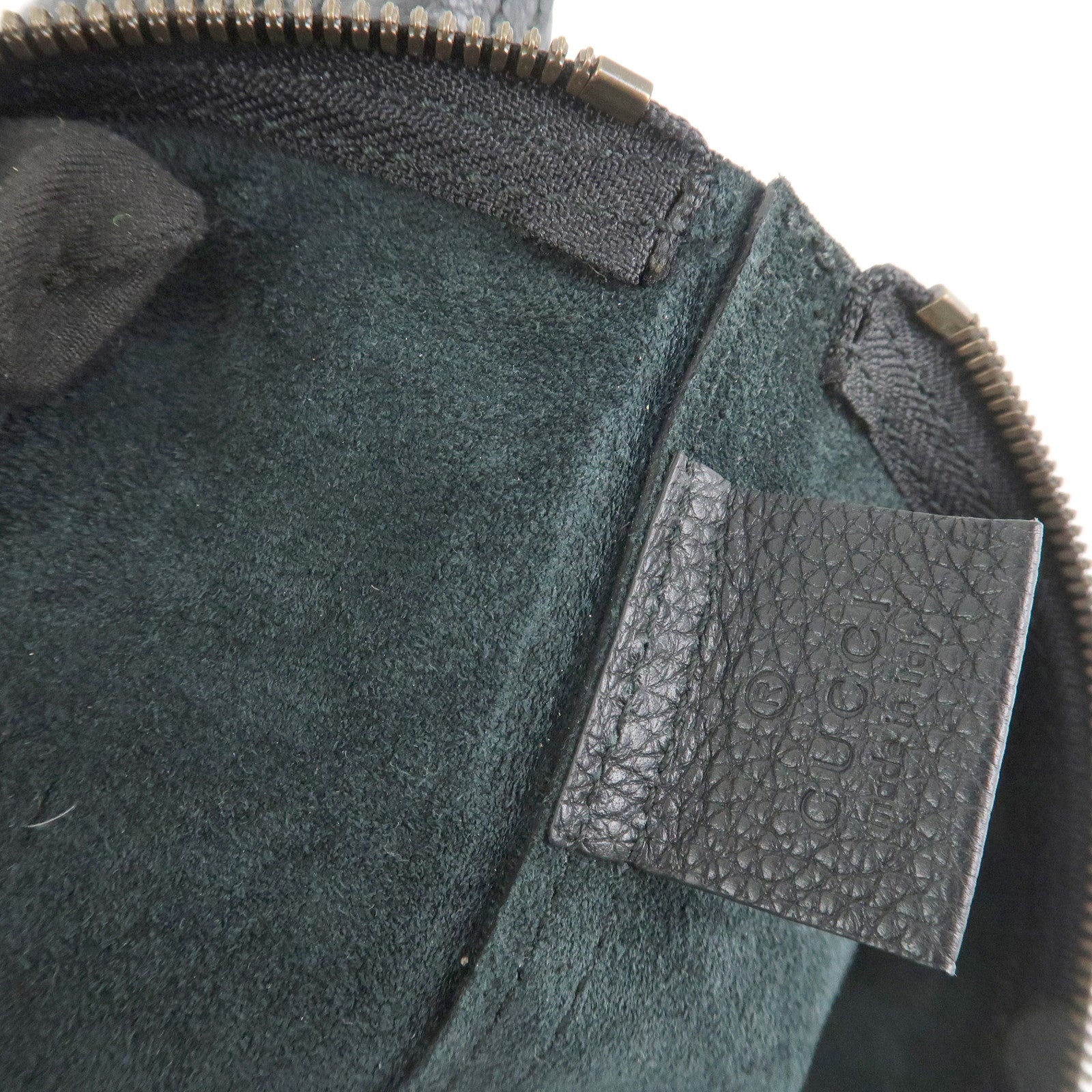 GUCCI Logo Print Leather Portfolio Clutch Bag Black 500984 Used