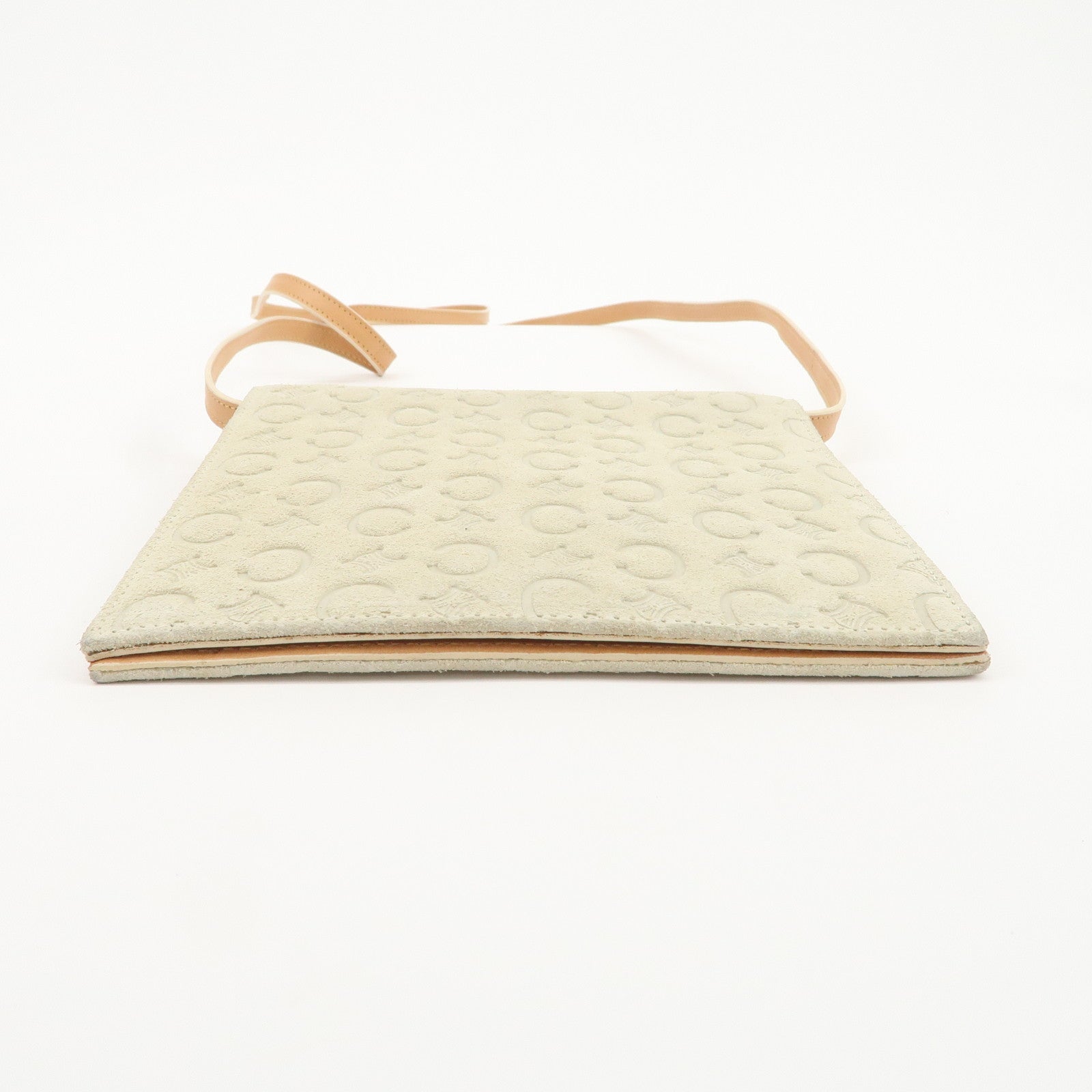 CELINE C Macadam Suede Shoulder Bag Crossbody Bag Ivory