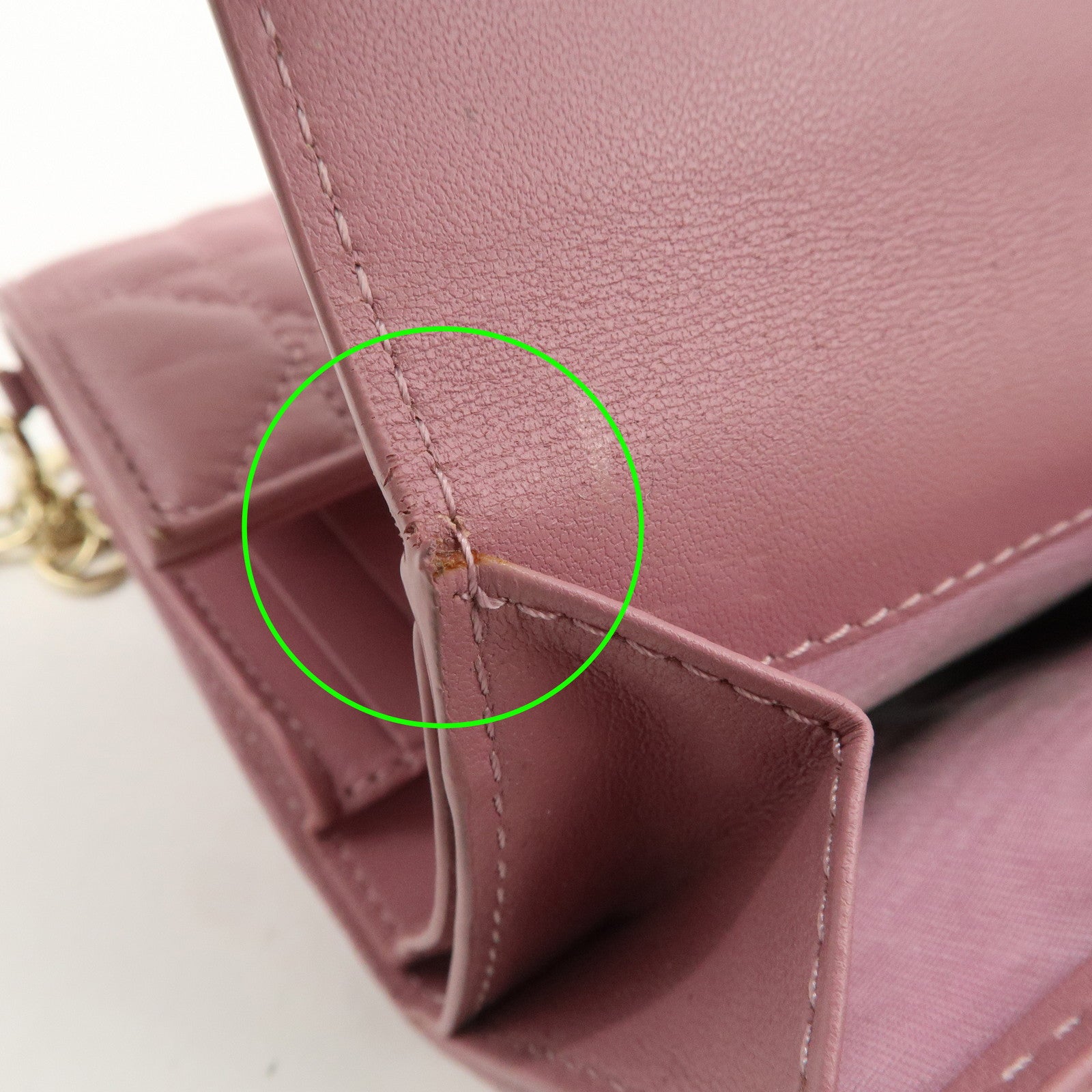 Christian Dior Cannage Leather Tri-fold Compact Wallet Pink