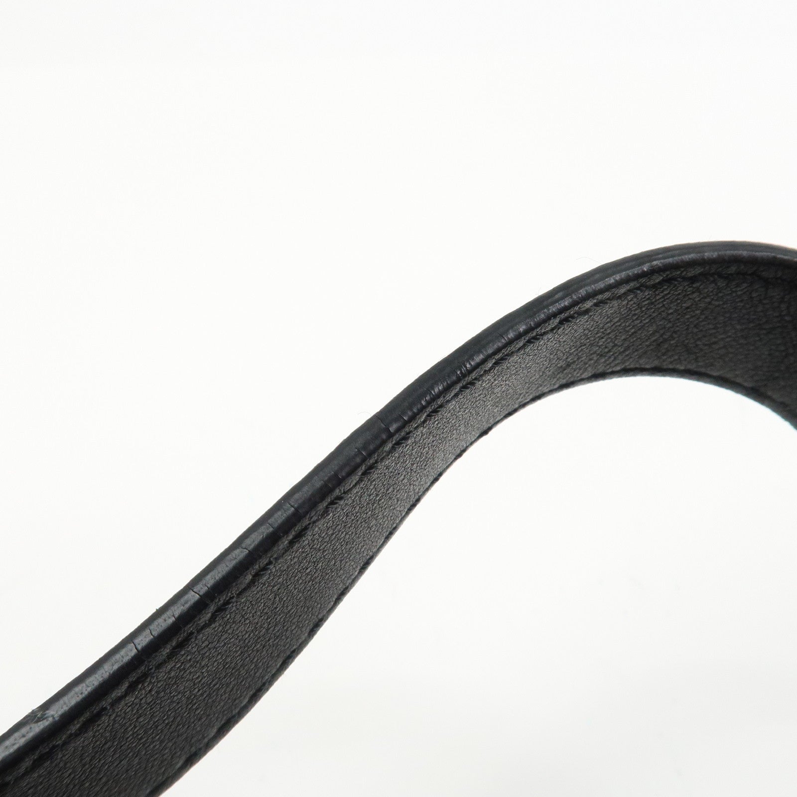 FENDI Logo Leather Shoulder Bag Hand Bag Black 8BR228