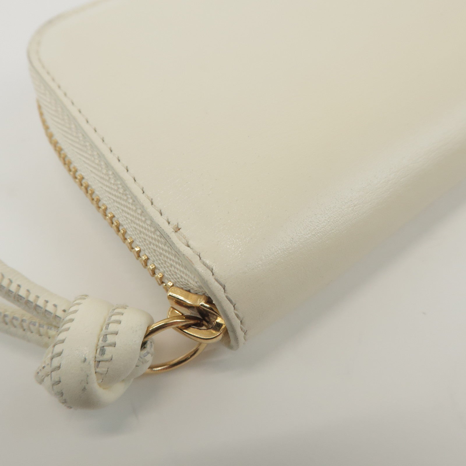 JIL SANDER Logo Leather Round Zippy Coin Case Coin Wallet Ivory