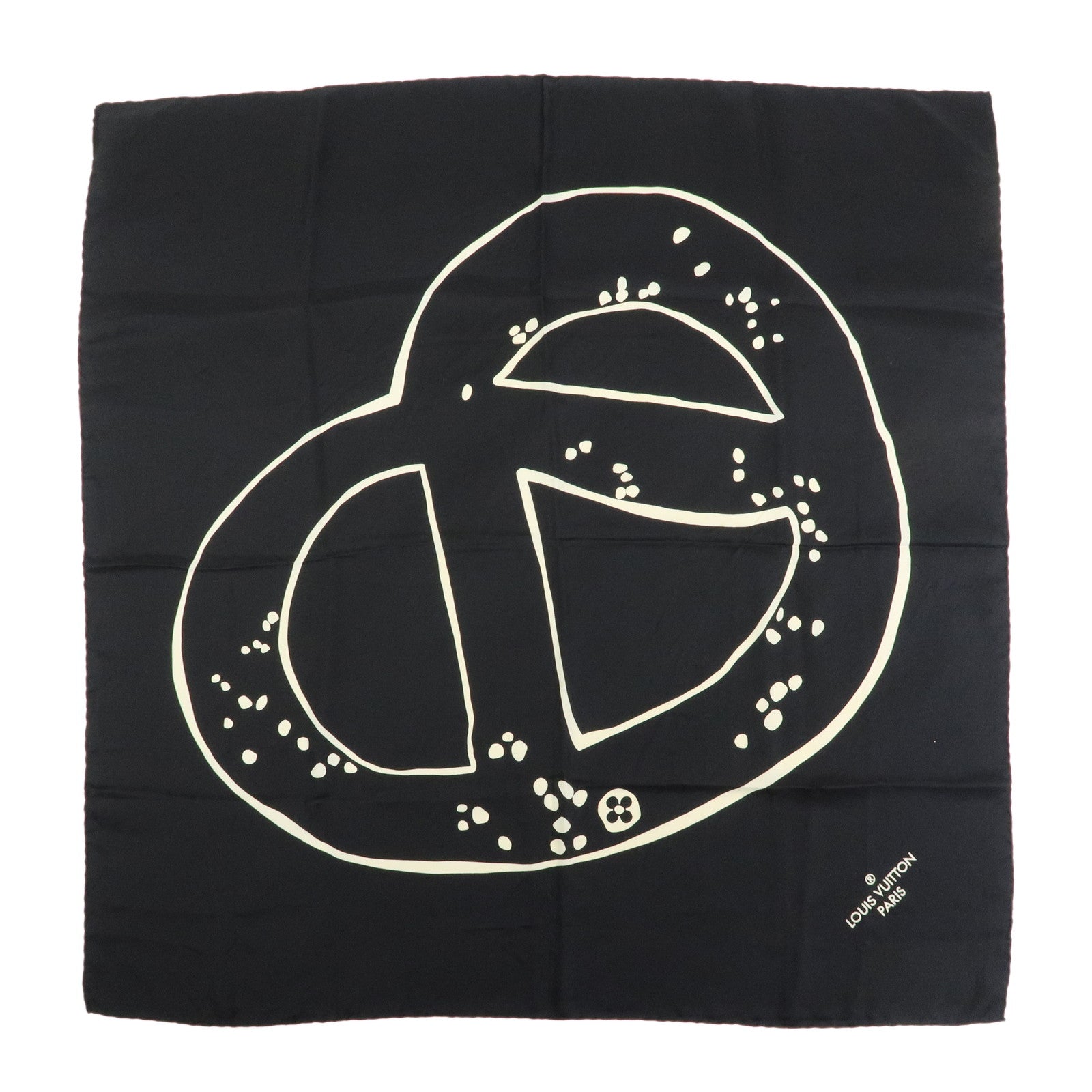 Louis Vuitton Silk 100% Pretzel Motif Scarf Black
