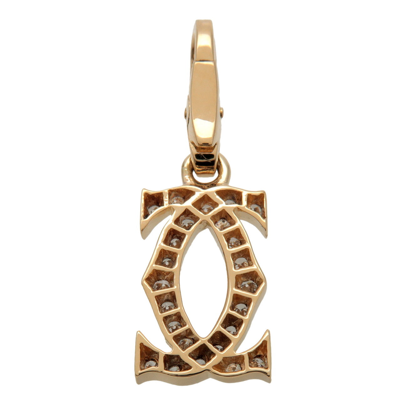 Cartier 2C Diamond Charm Pendant Top Necklace Top K18YG Yellow Gold