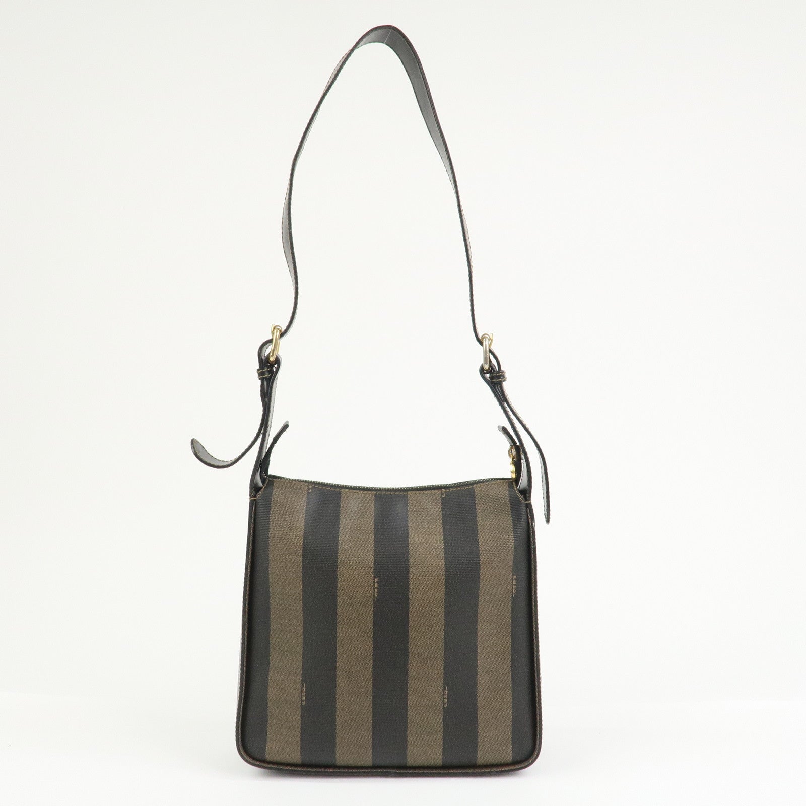 FENDI Pequin PVC Shoulder Bag Crossbody Bag Black 211 256510058