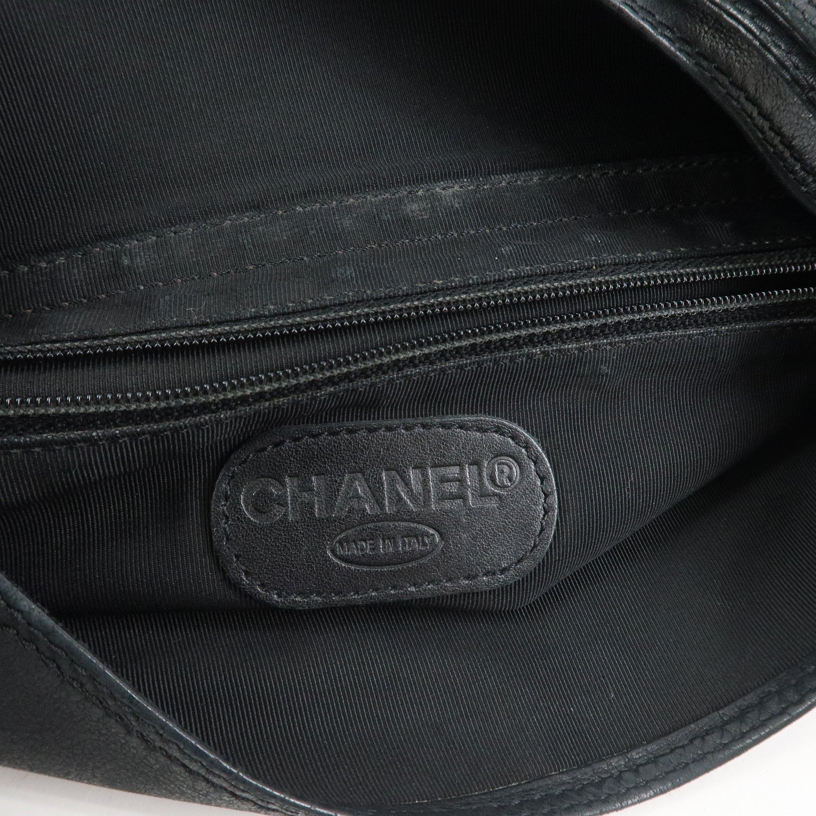 CHANEL Lamb Skin Shoulder Bag Crossbody Bag Black