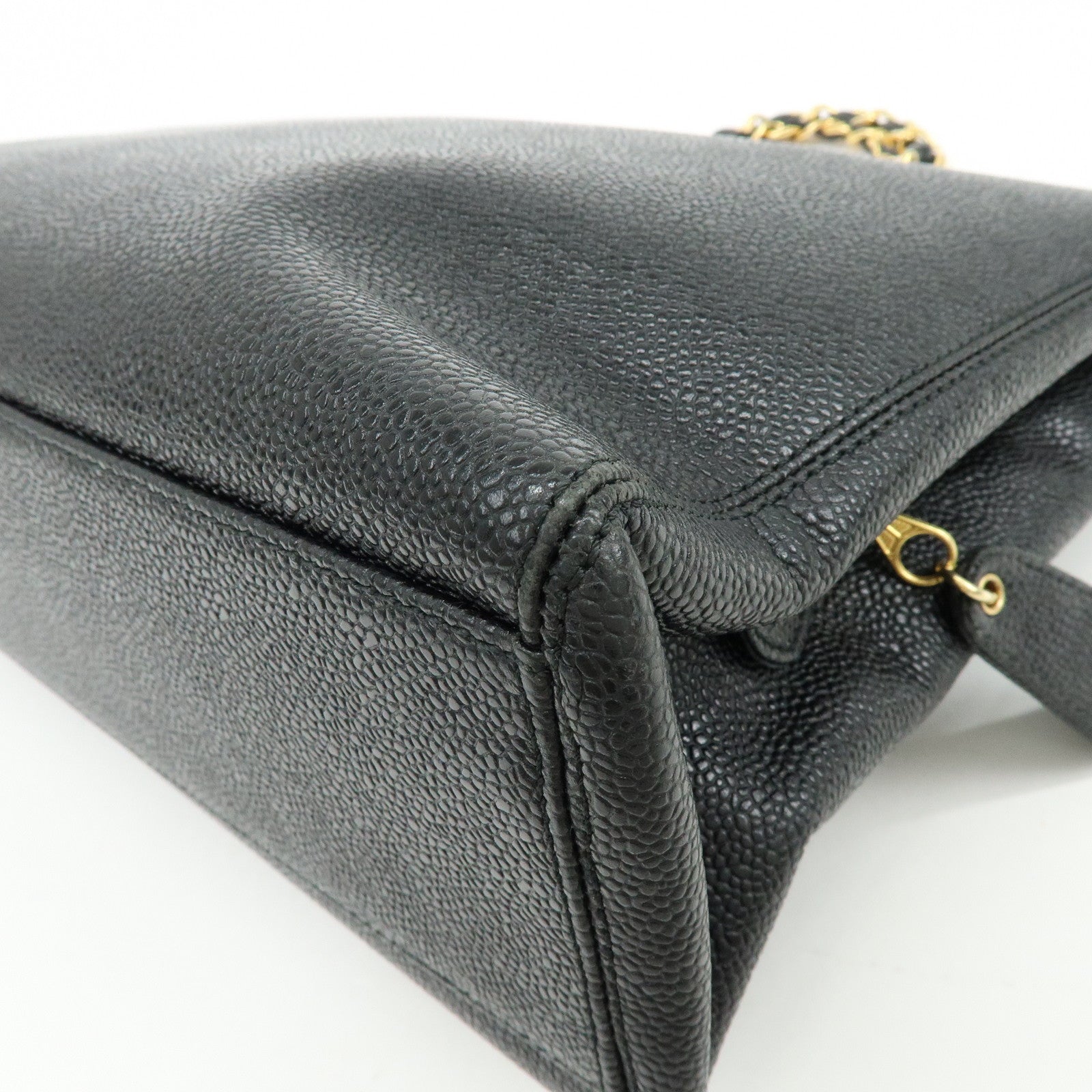 CHANEL Caviarskin Tote Bag Hand Bag Black A08913