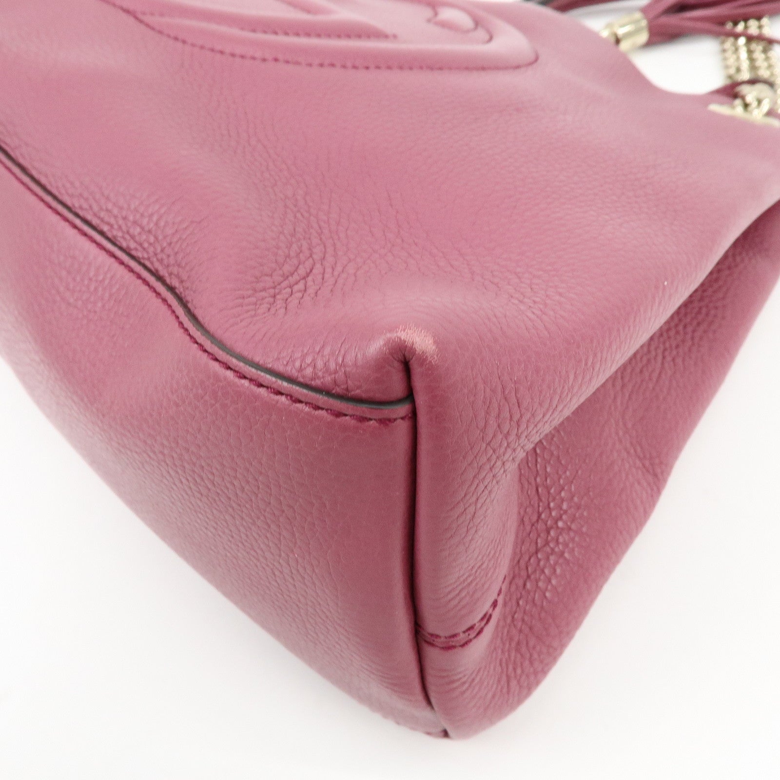 GUCCI SOHO Interlocking G Leather Chain Shoulder Bag Purple 308982