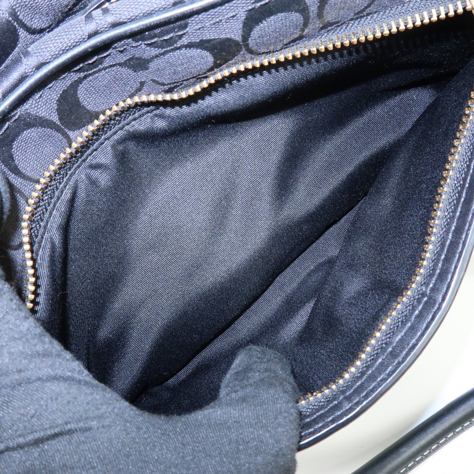 COACH Signature Canvas Leather Shoulder Bag Boston Bag Black