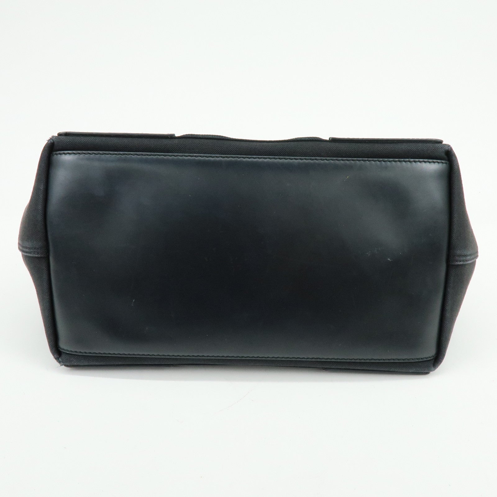 BALENCIAGA Navy Cabas Small Canvas Leather Tote Bag Black 339933