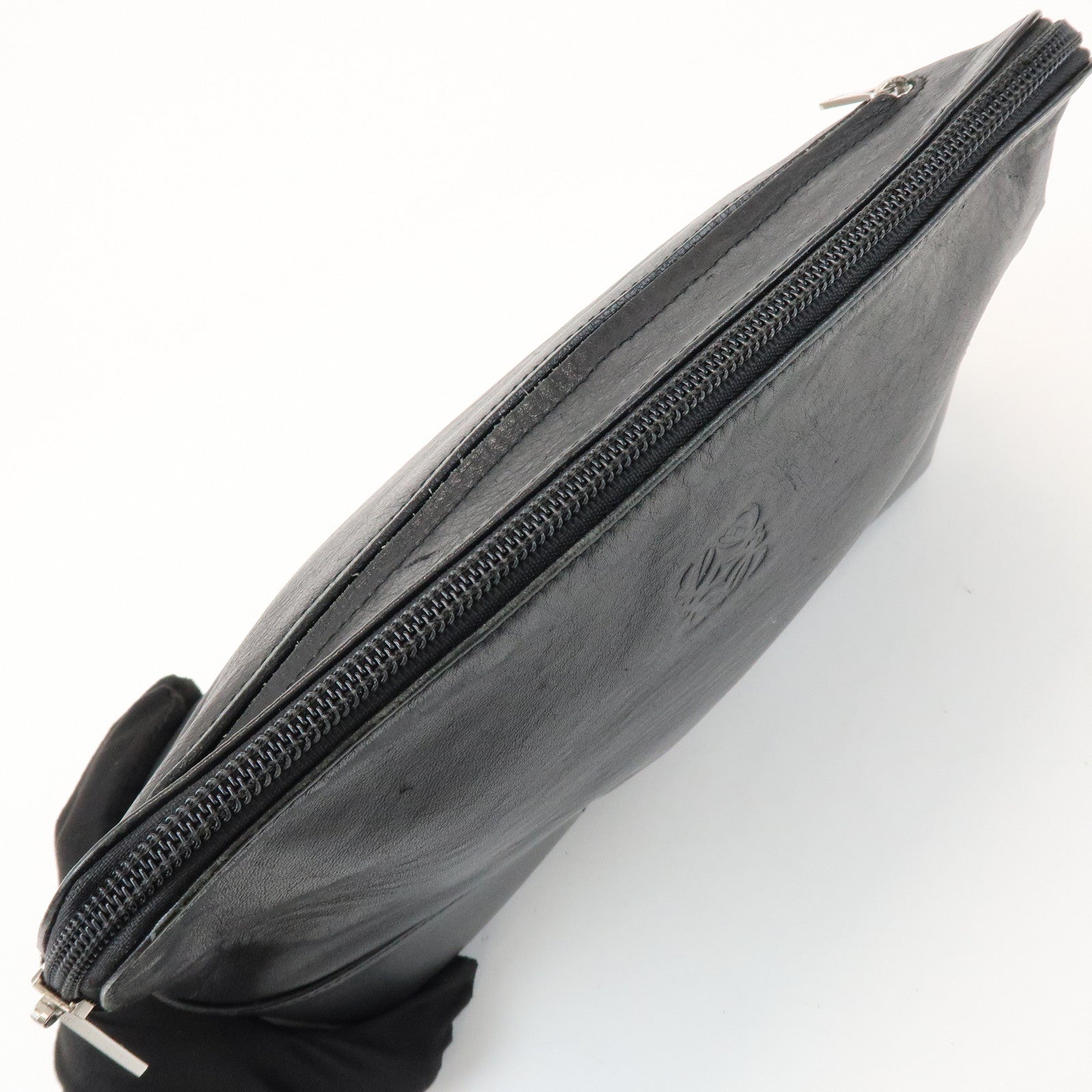 LOEWE Anagram Logo Leather Clutch Bag Black