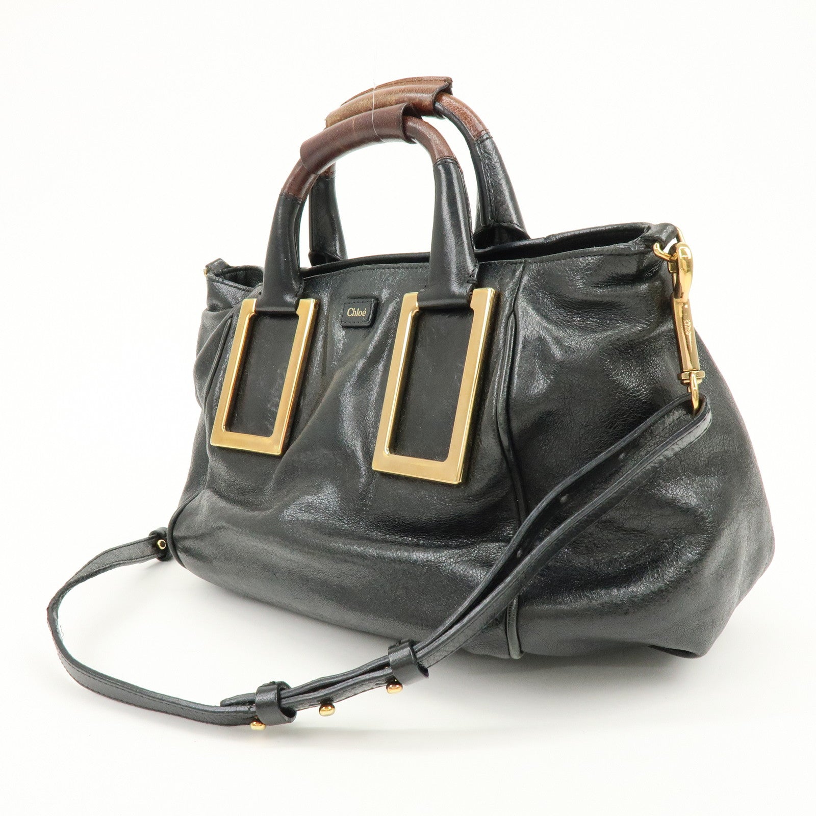 Chloe Ethel Leather 2Way Shoulder Bag Hand Bag Crossbody Bag Black