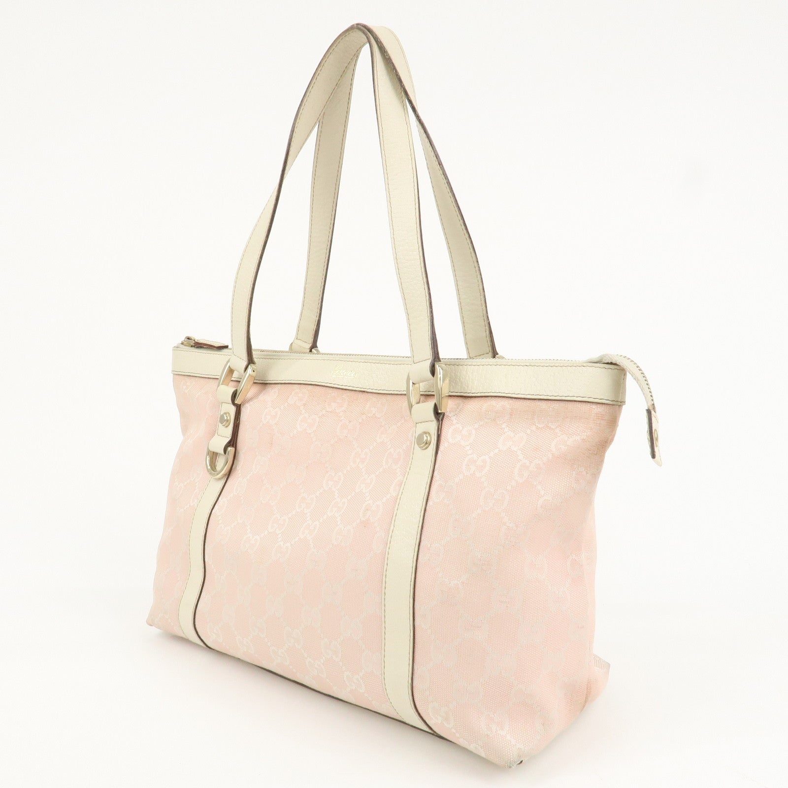 GUCCI Abbey GG Canvas Leather Tote Bag Shoulder Bag Pink 141470