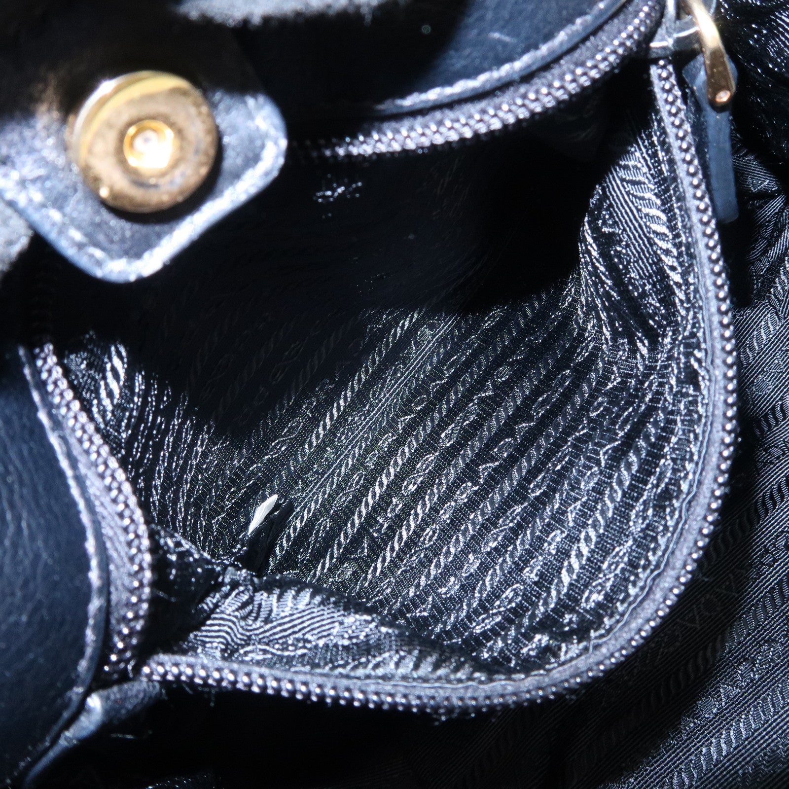 PRADA Nylon Leather Gathered Ribbon Shoulder Bag Hand Bag BR4237