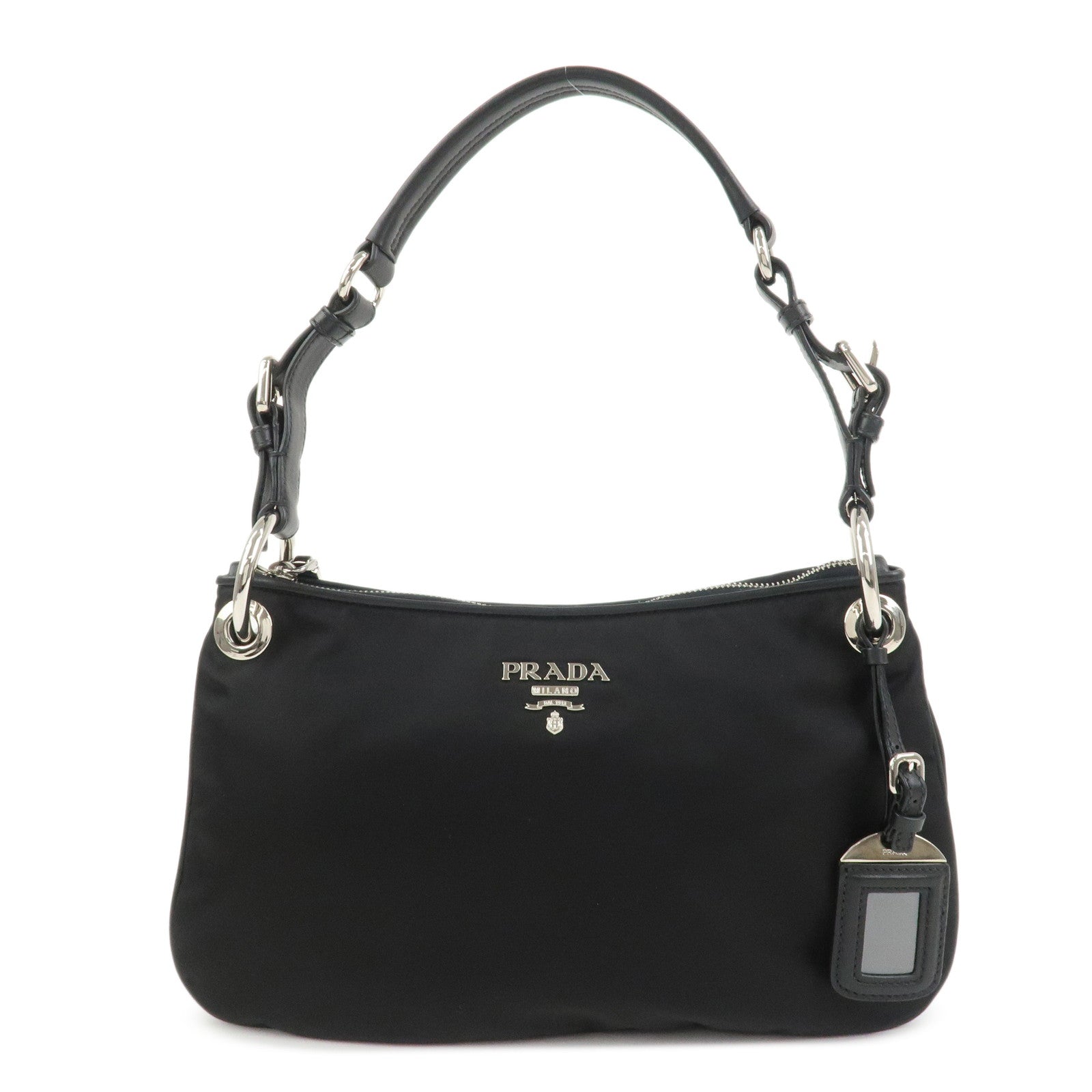 PRADA Nylon Leather Shouldr Bag Hand Bag Black BR4894