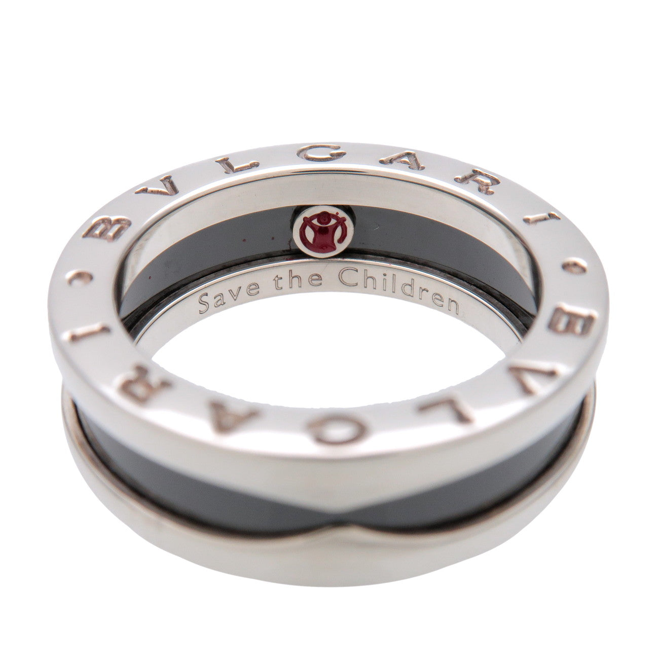 BVLGARI B-Zero1 Save the Children Ring SV925 Black Ceramic US5.5