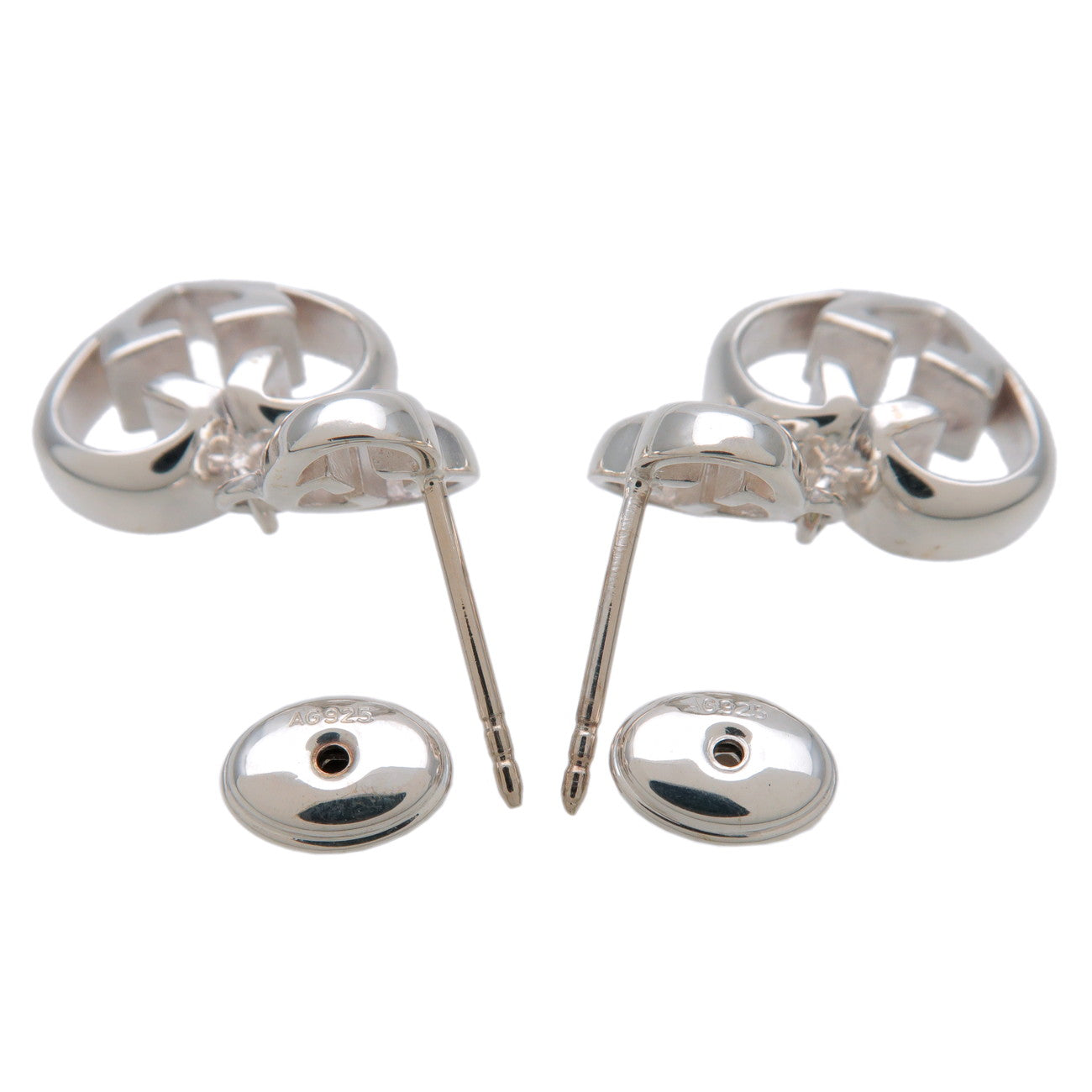 GUCCI Interlocking G Heart Swing Earrings SV925 Silver 246488