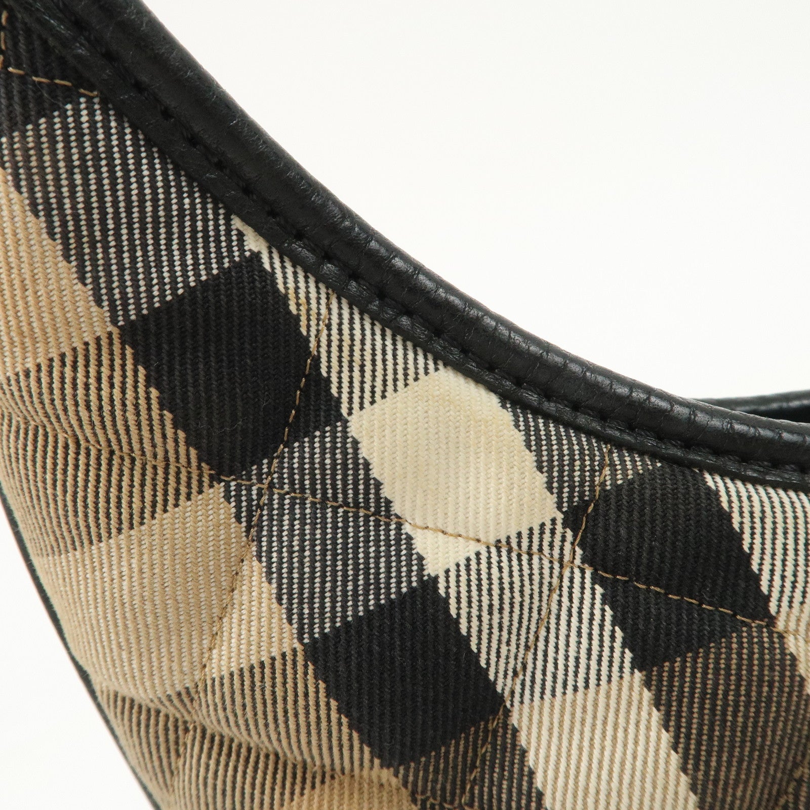 BURBERRY Cotton Leather Shoulder Bag Nova Plaid Brown Black