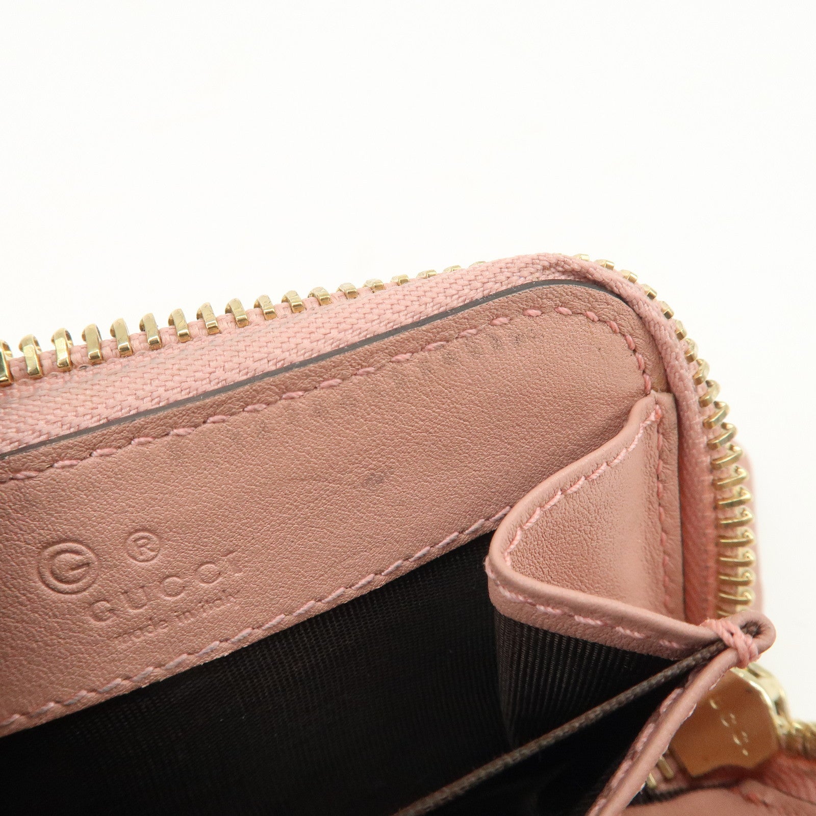 GUCCI Micro Guccissima Leather Coin Case Coin Purse Pink 449896