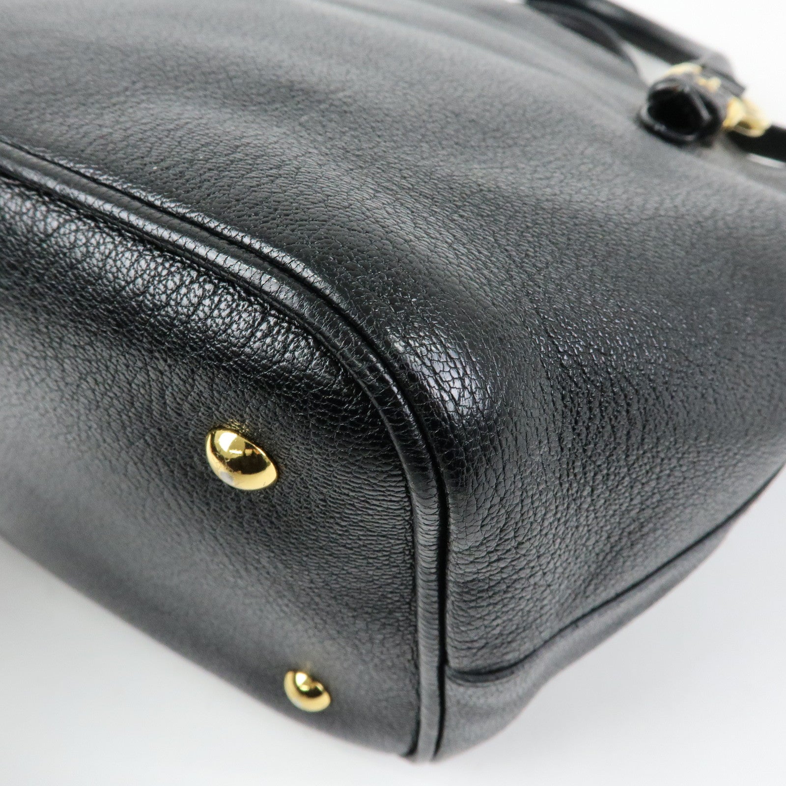 MIU MIU Madras Leather 2Way Bag Hand Bag Shoulder Bag Black