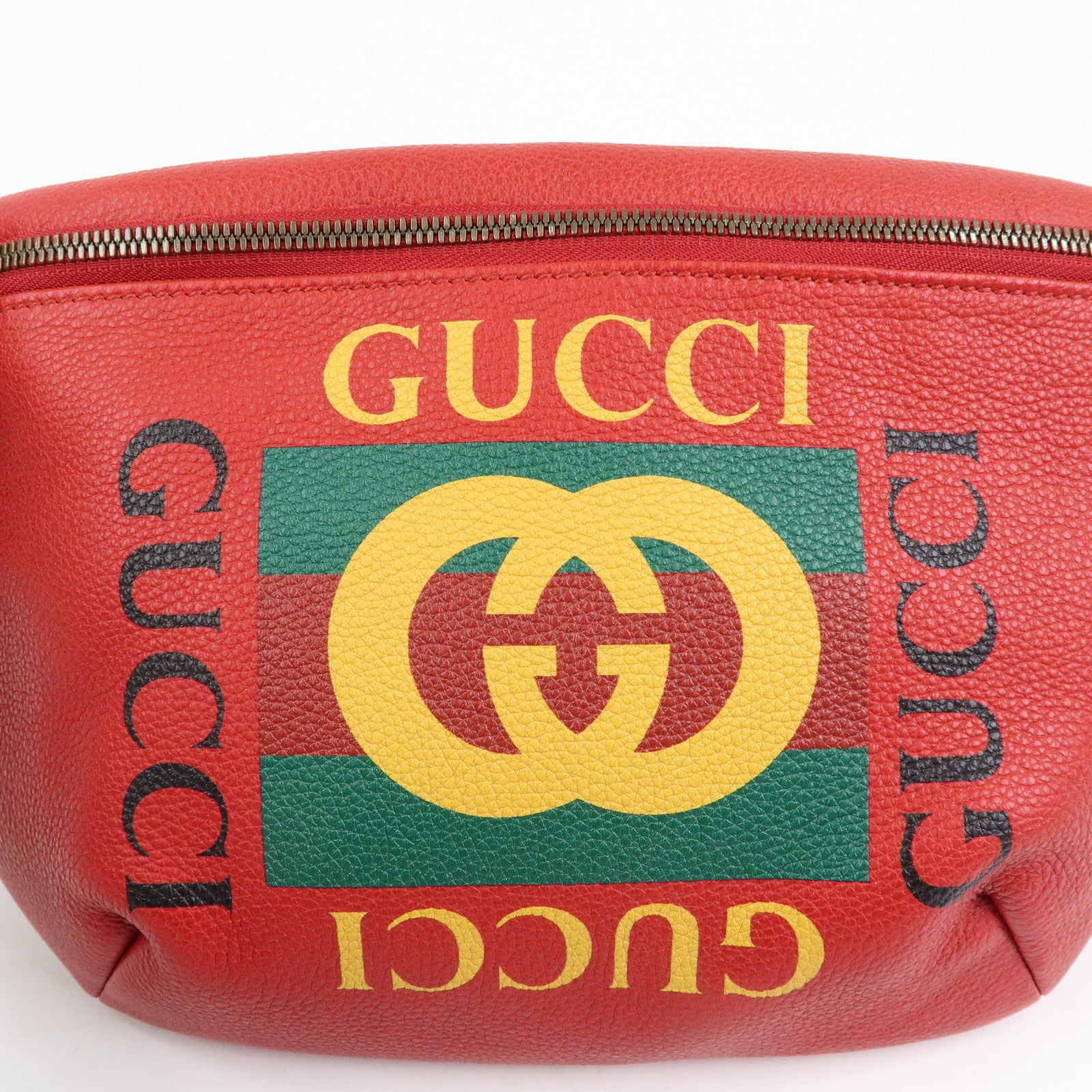 GUCCI Sherry Leather Waist Bag Crossbody Bag Red 530412